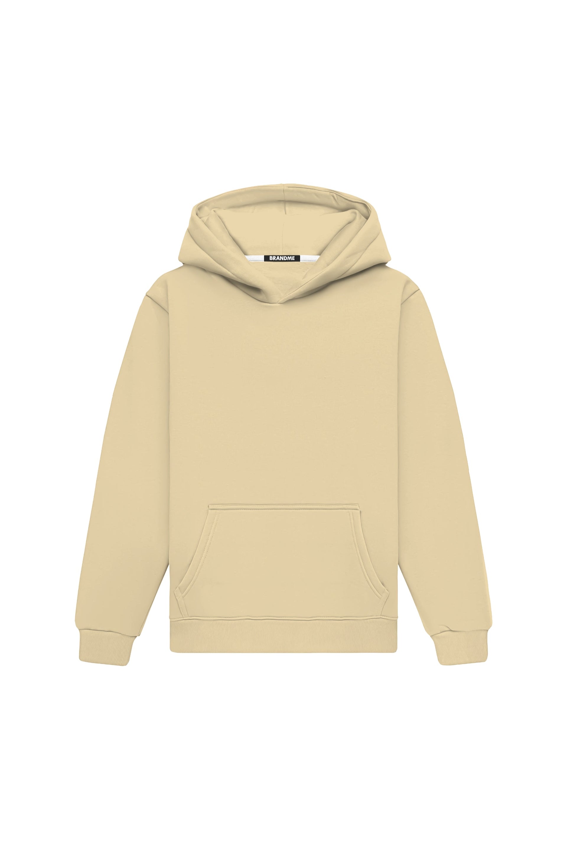 Beige regular fit hoodie with hood, high-quality certified fabric, ideal for printing, made in Poland