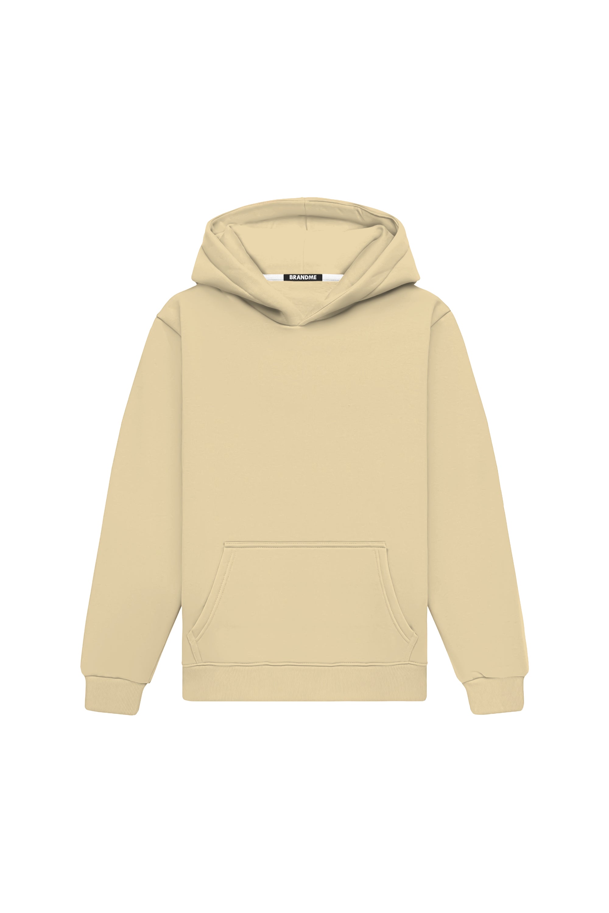 Beige regular fit hoodie with hood, high-quality certified fabric, ideal for printing, made in Poland