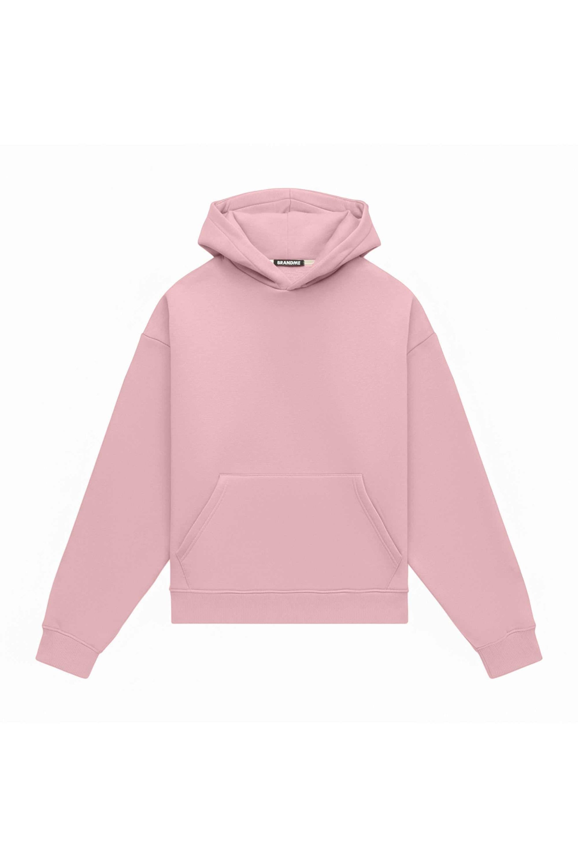 Oversize hoodie in light brushed powder pink, Polish-made with certified fabric ideal for printing
