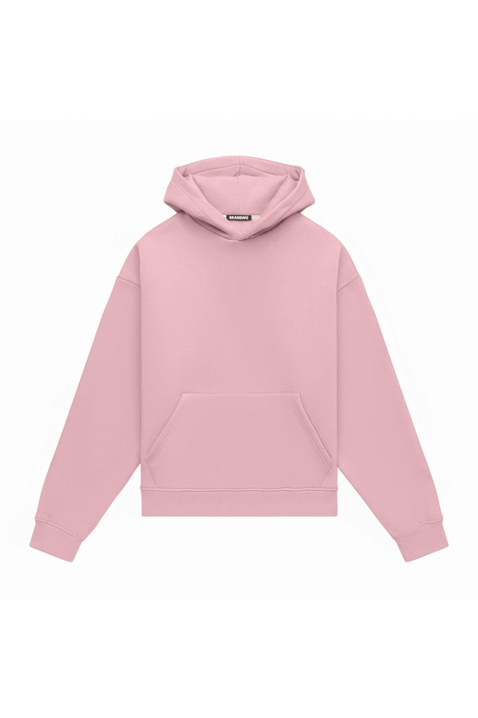 Oversize hoodie in light brushed powder pink made in Poland with quality-certified fabric