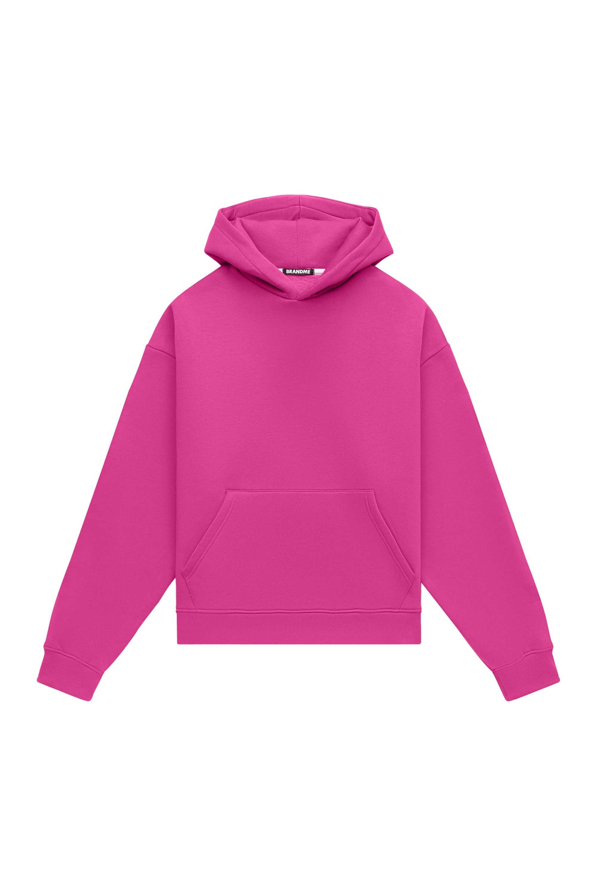 Oversize raspberry hoodie with hood made from certified fabric, ideal for printing, produced in Poland