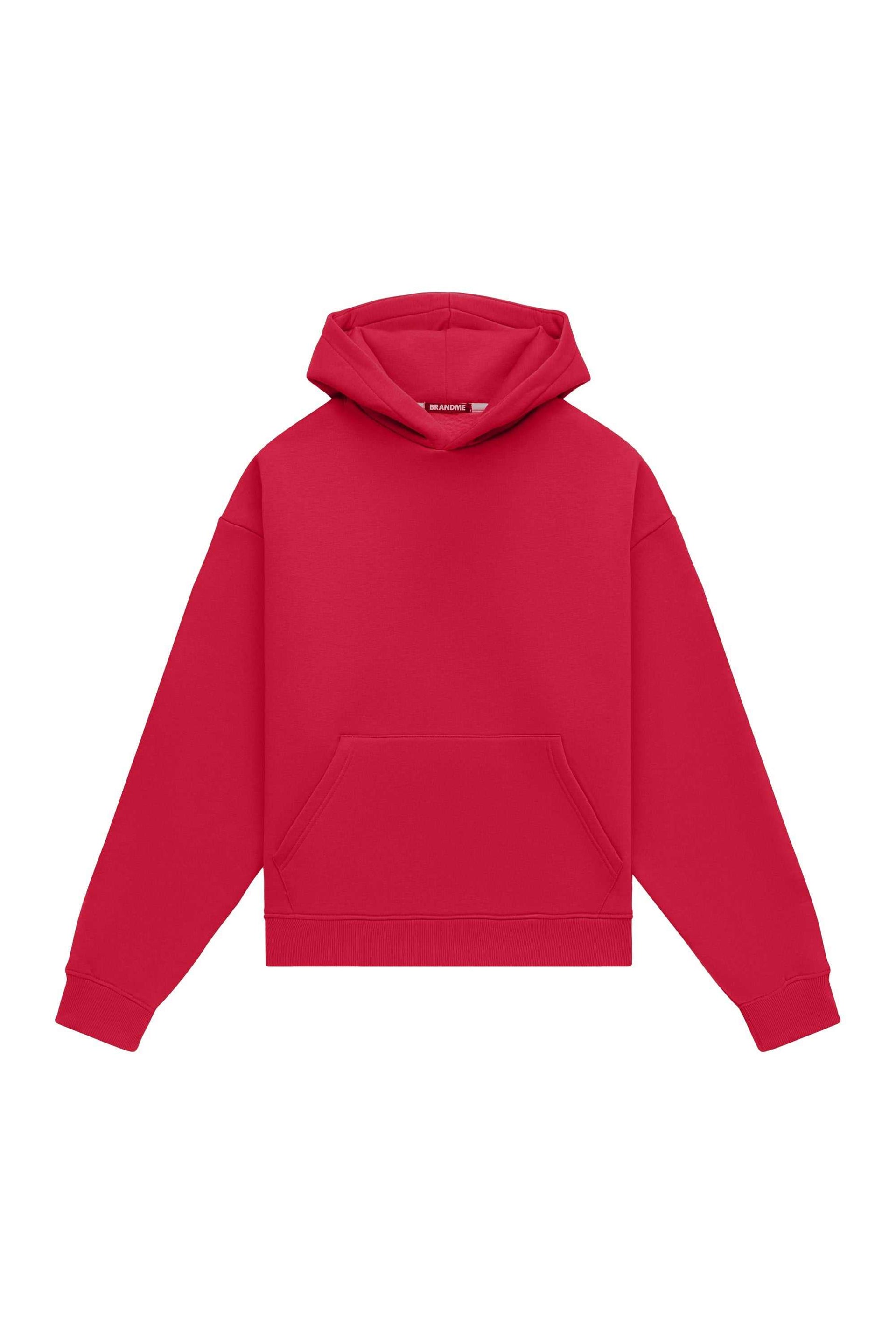 Bluza z kapturem oversize LIGHT BRUSHED RED idealna pod nadruk, wyprodukowana w Polsce