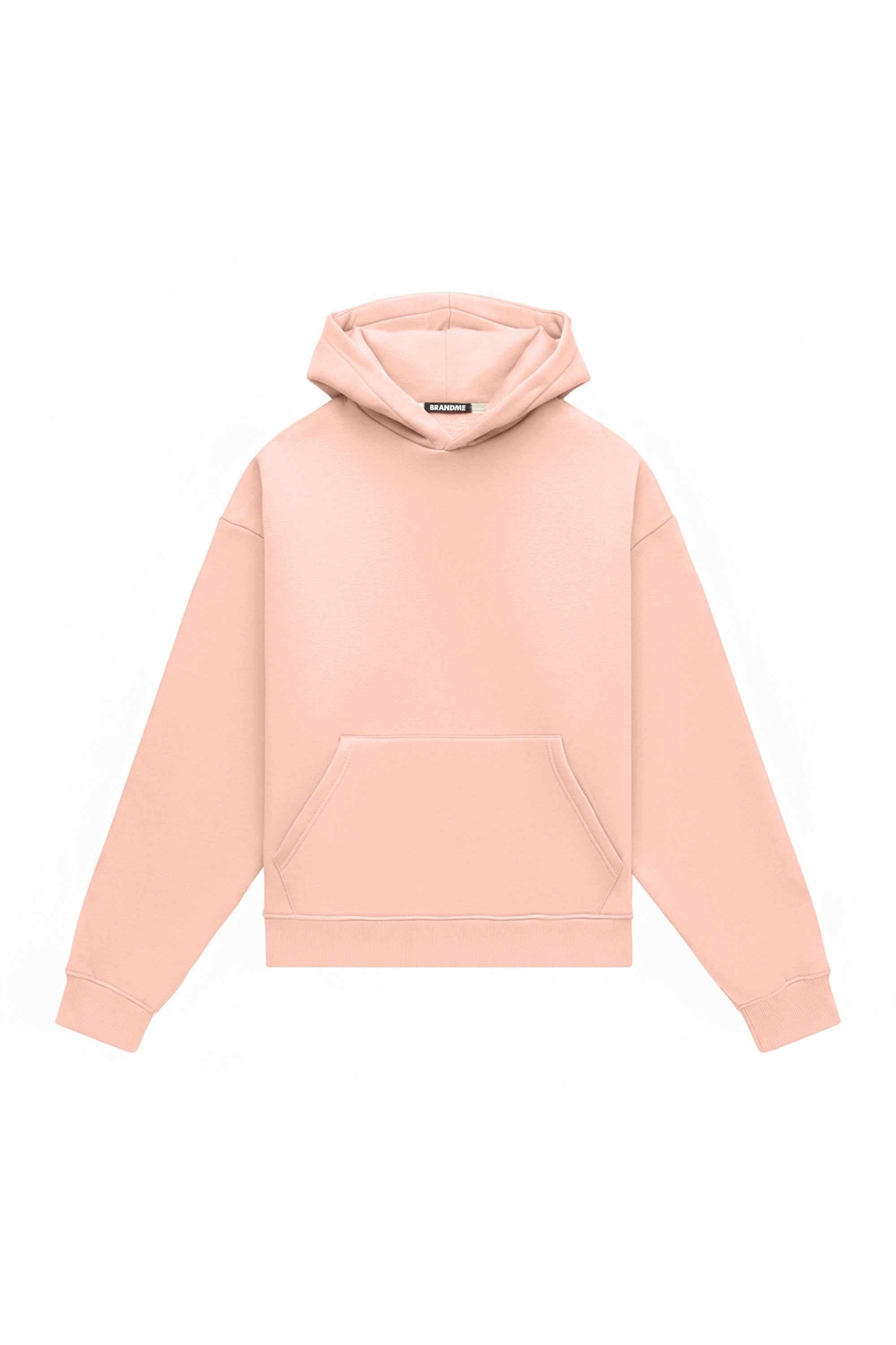 Hoodie oversize light brushed salmon color with quality-certified fabric, ideal for printing, produced in Poland