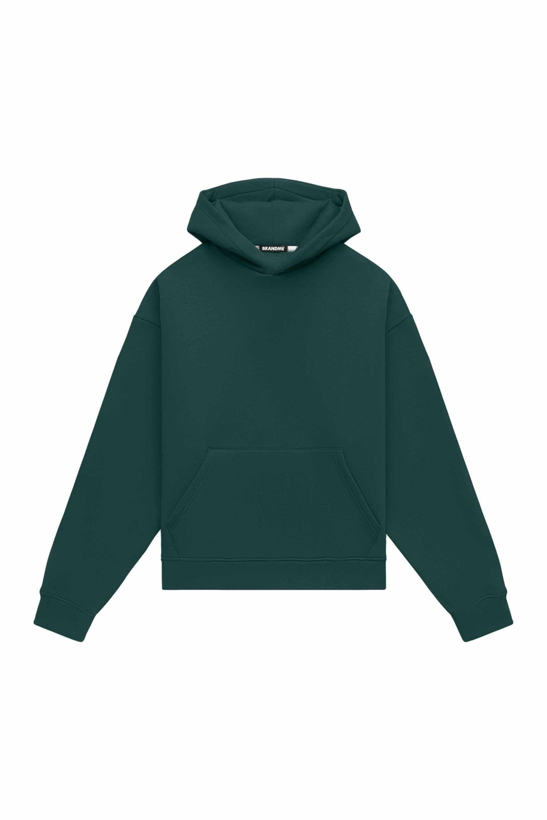 Oversize green hoodie LIGHT BRUSHED VERDE with certified fabric, ideal for printing, made in Poland