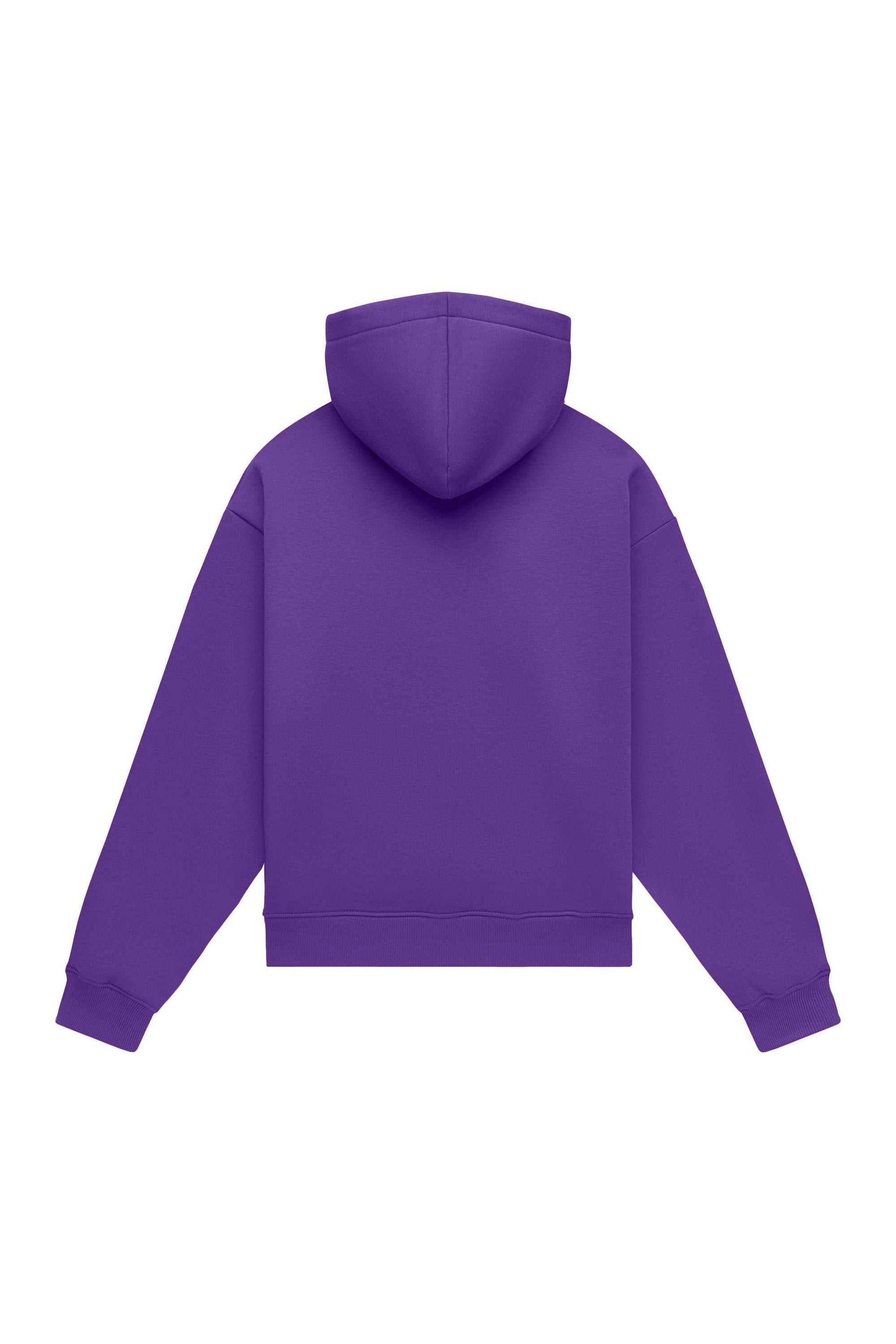 Oversize hoodie in light brushed violet with certified fabric, ideal for printing, made in Poland