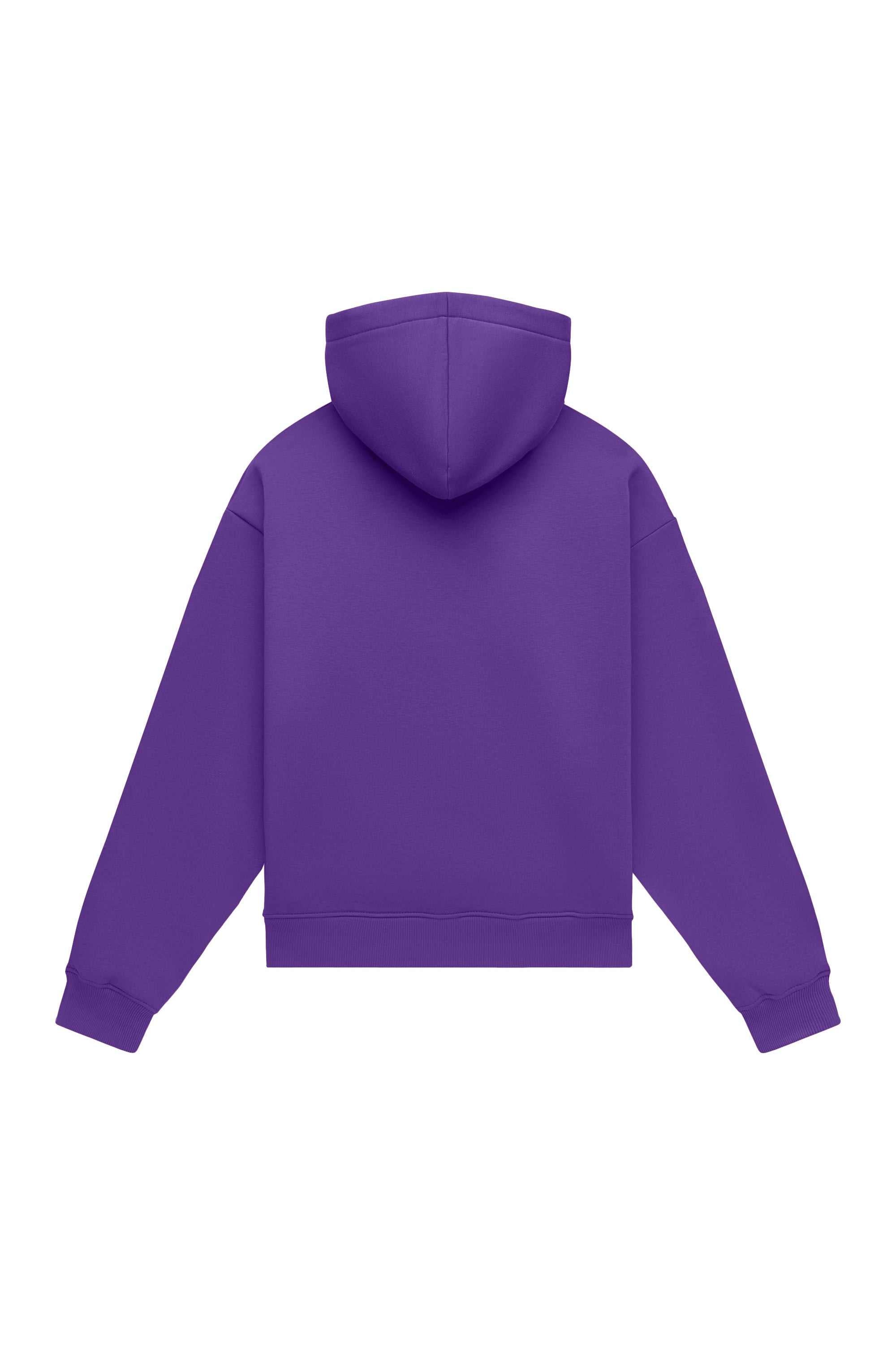 Oversize hoodie in light brushed violet with certified fabric, ideal for printing, made in Poland