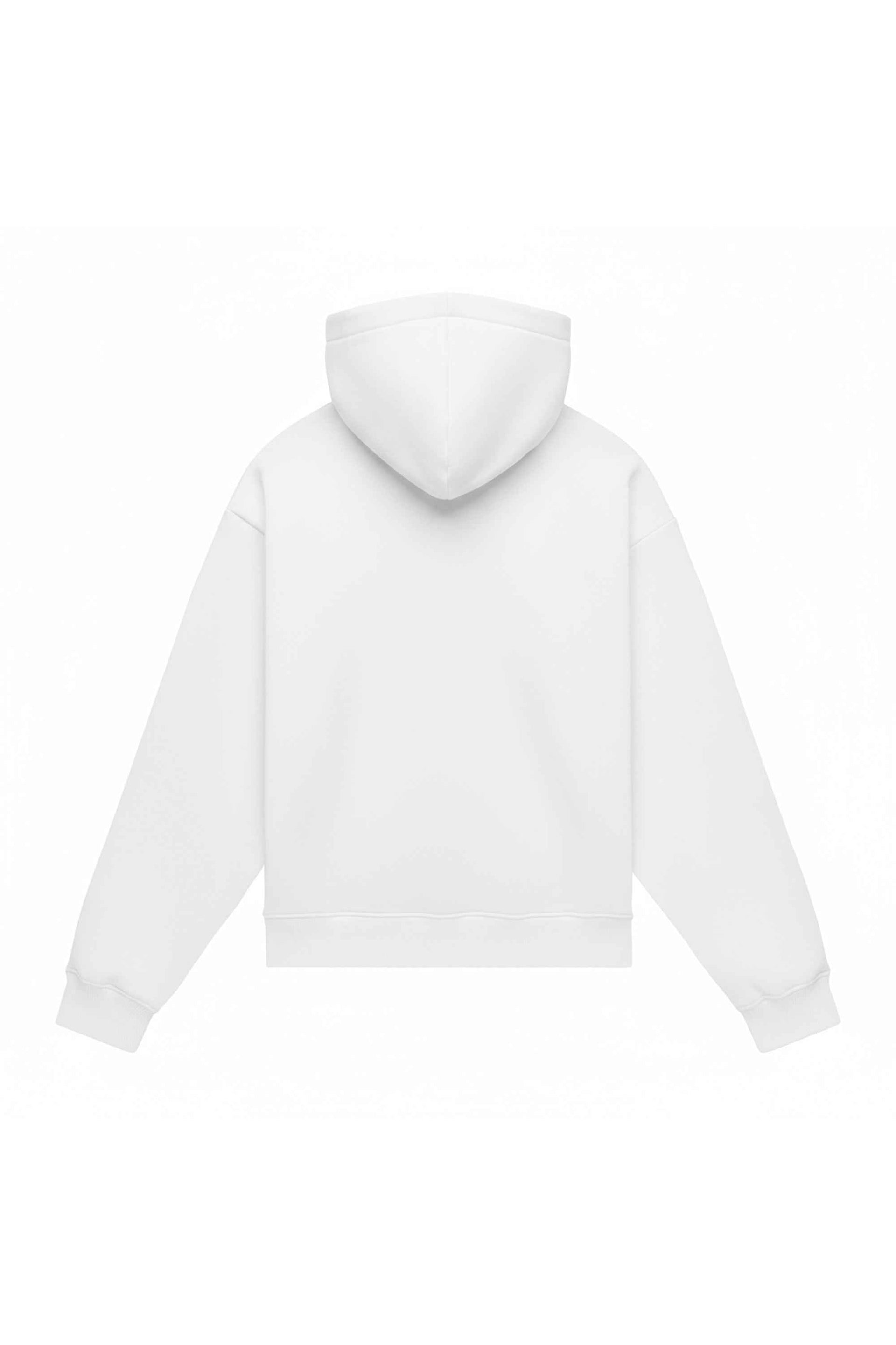 Oversize white hoodie made in Poland with certified fabric ideal for printing