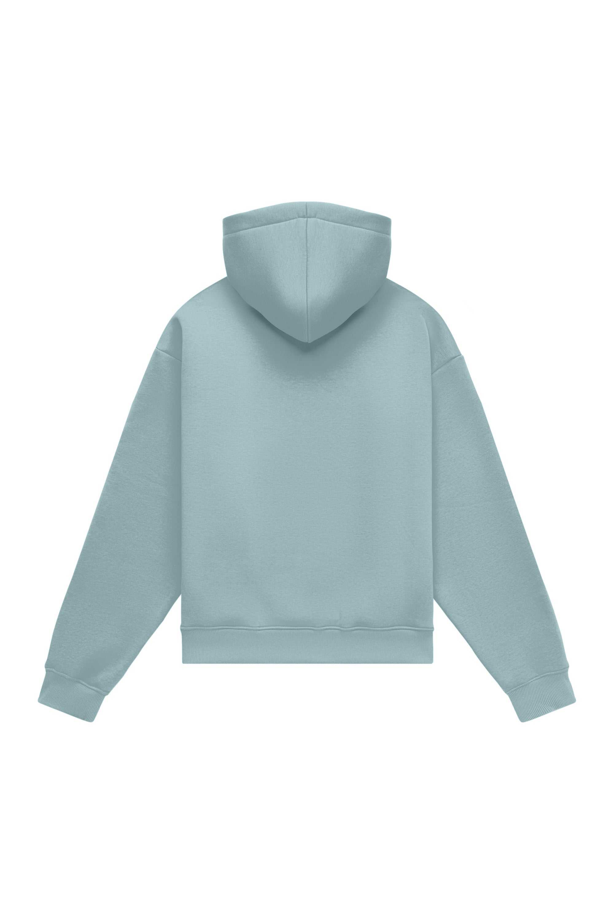 Oversize hoodie LIGHT BRUSHED BALTIC in blue with certified fabric ideal for printing and embroidery