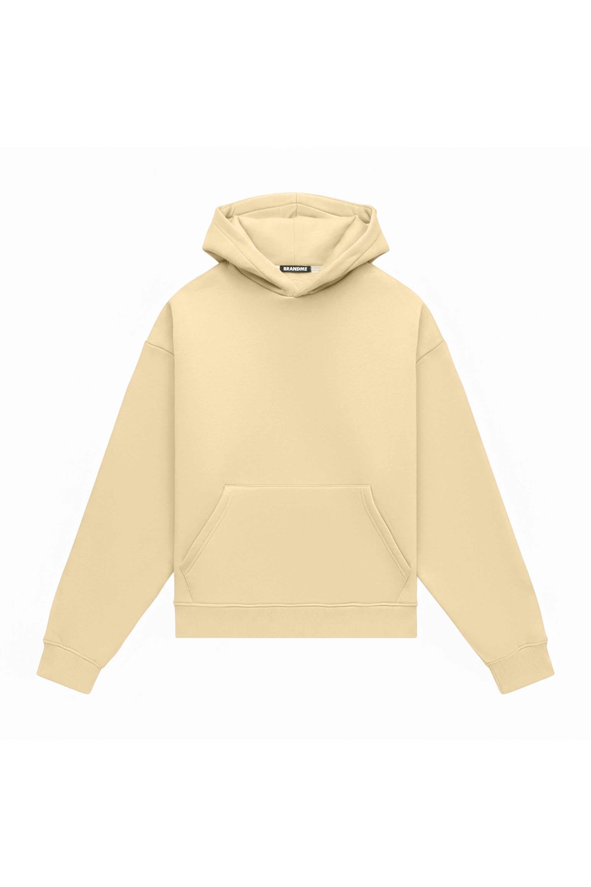 Oversize hoodie in light brushed beige, certified quality fabric, ideal for printing, made in Poland
