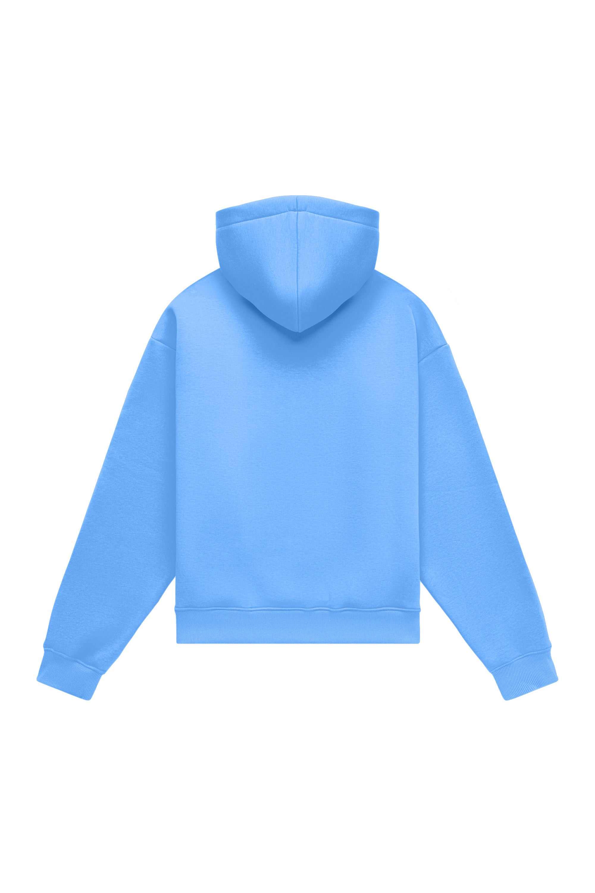 Oversize hoodie LIGHT BRUSHED BLUE made in Poland with quality-certified fabric suitable for printing