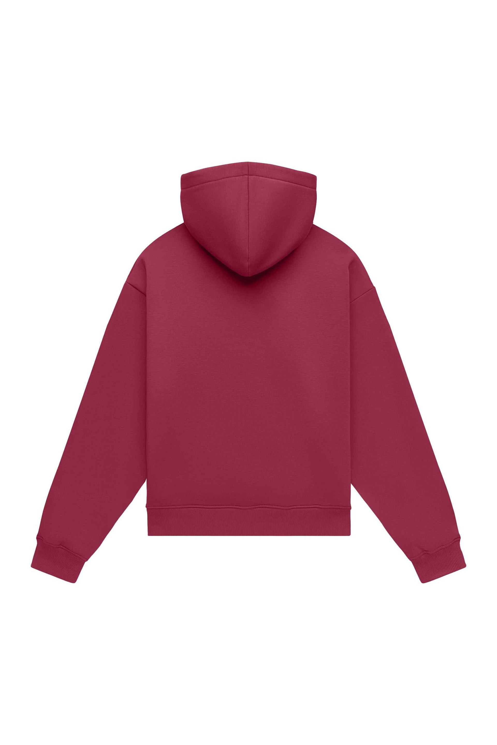 Hoodie oversize light brushed bordeaux in oversized fit with quality certified fabric made in Poland