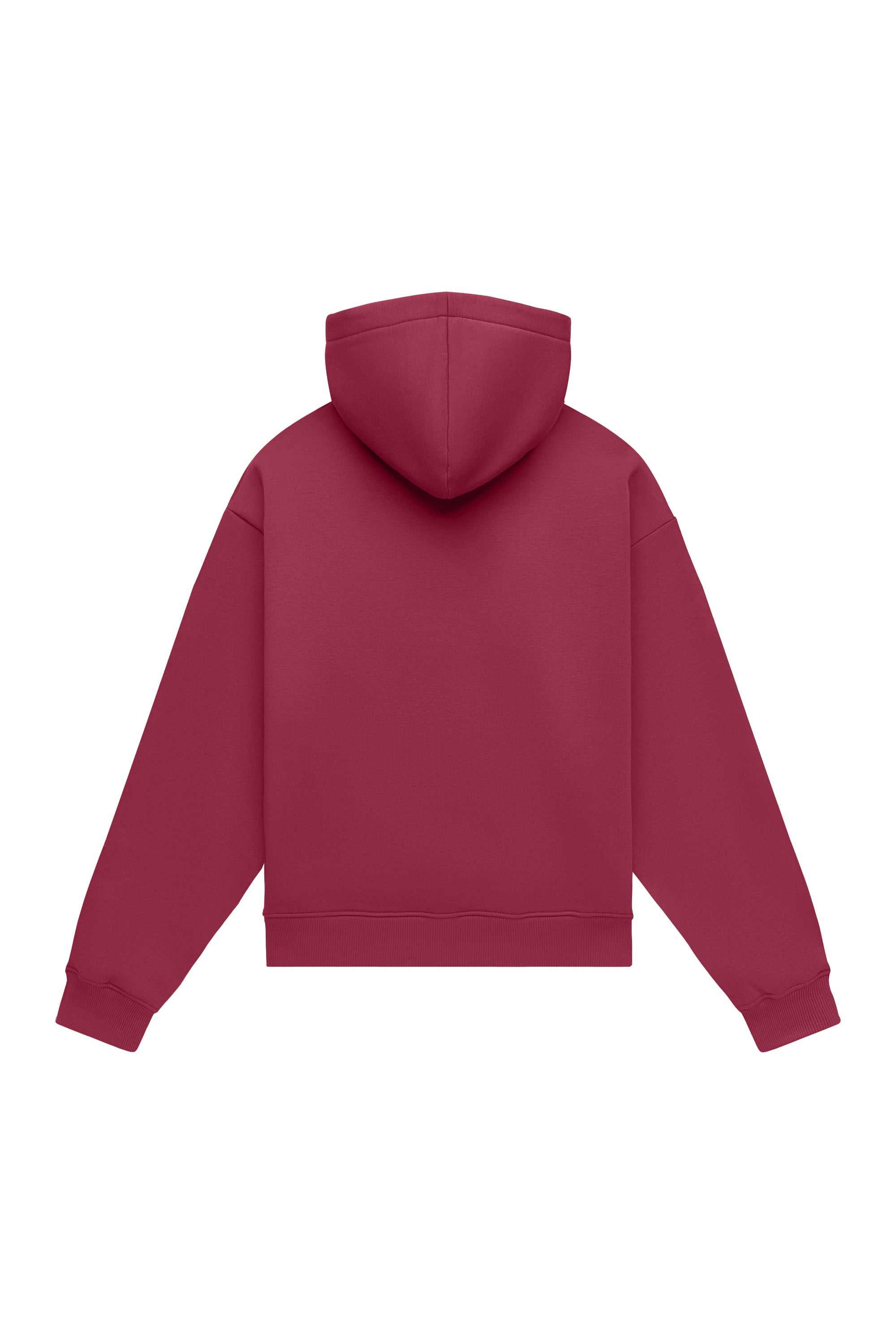 Hoodie oversize light brushed bordeaux in oversized fit with quality certified fabric made in Poland
