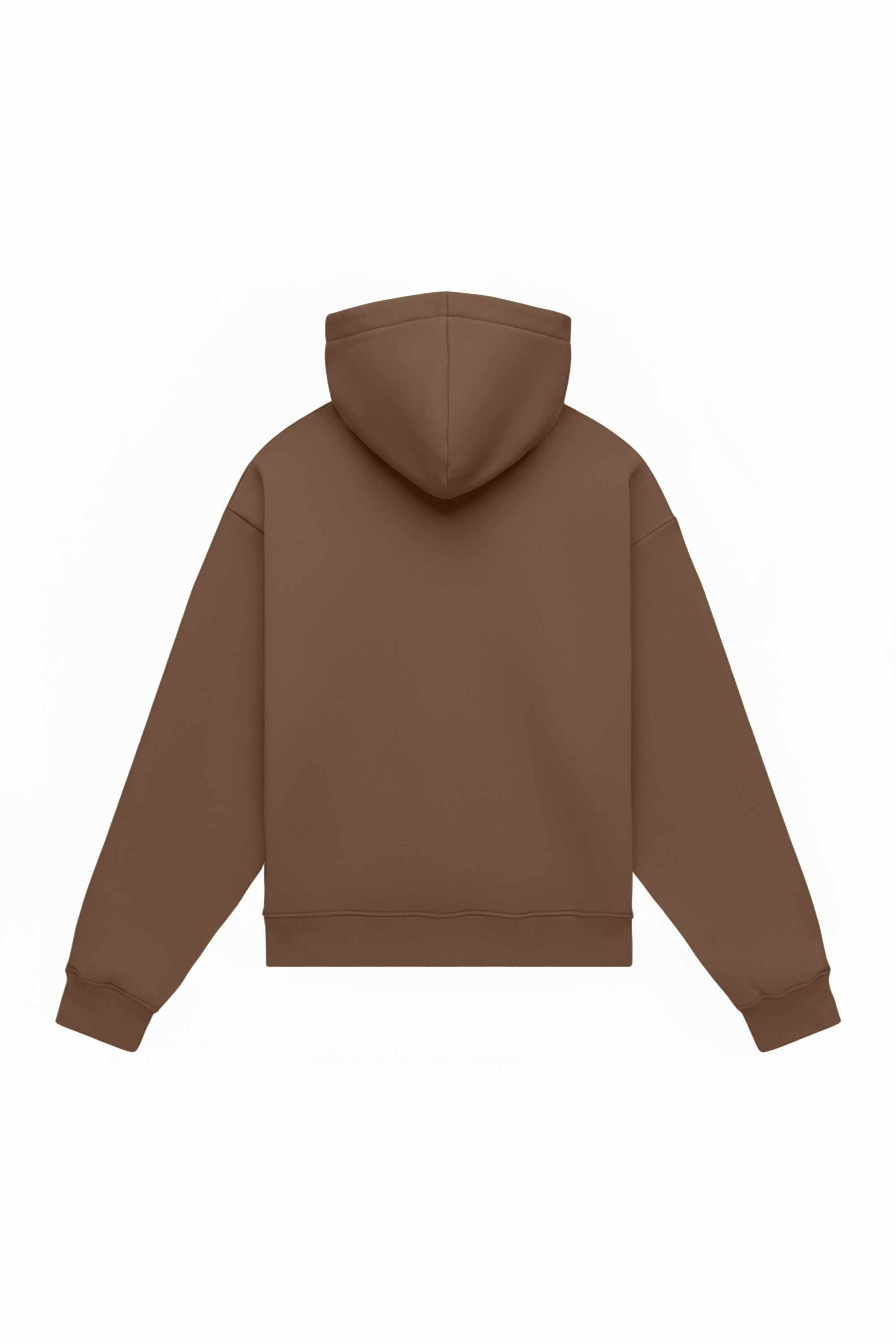 Oversize hoodie in light brushed brown with certified fabric, ideal for printing, made in Poland