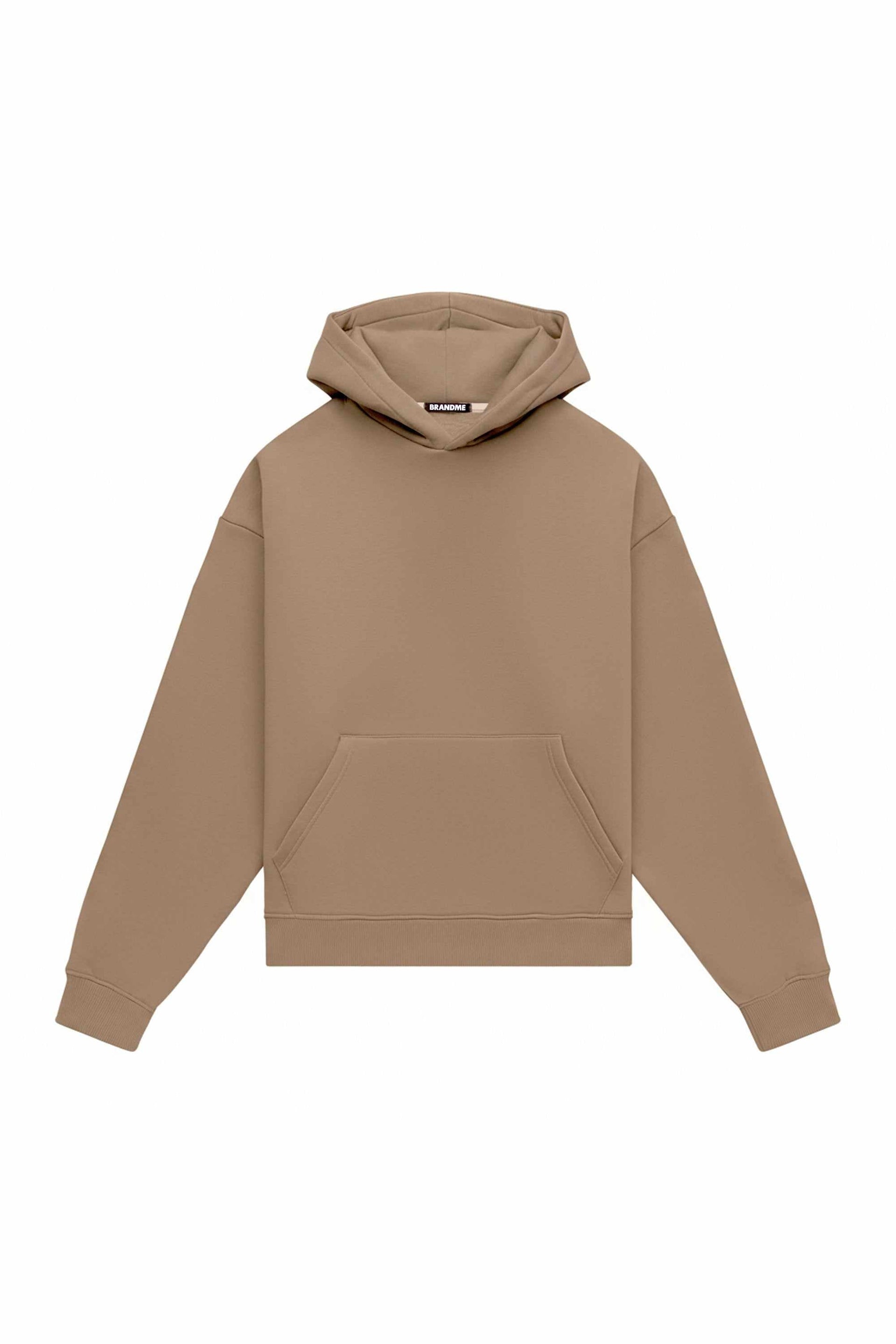 Bluza z kapturem oversize LIGHT BRUSHED CAPPUCCINO, certyfikowana dzianina idealna pod nadruk