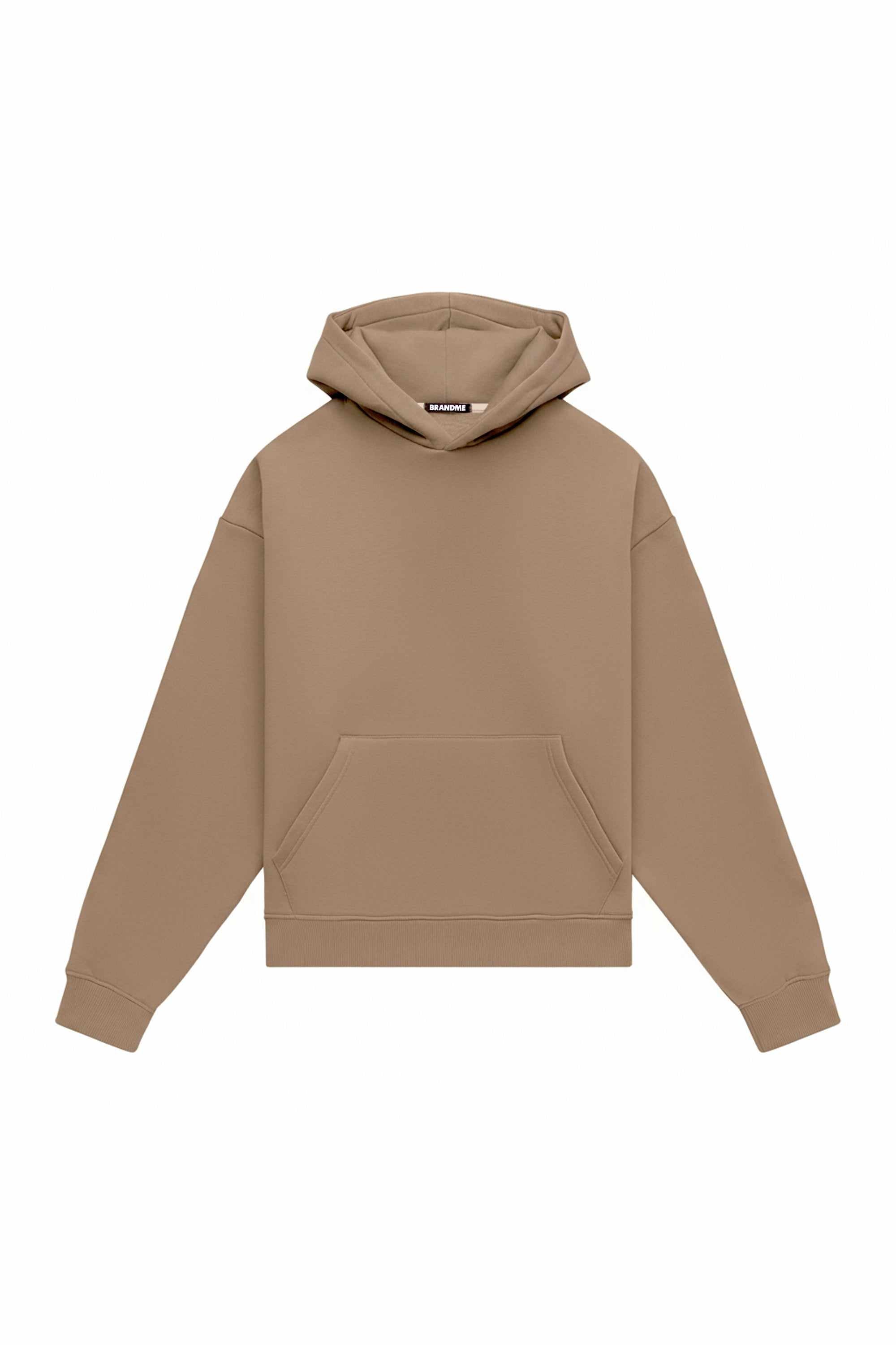 Oversize hoodie in light brushed cappuccino color made in Poland with certified fabric and suitable for printing techniques bluza z kapturem