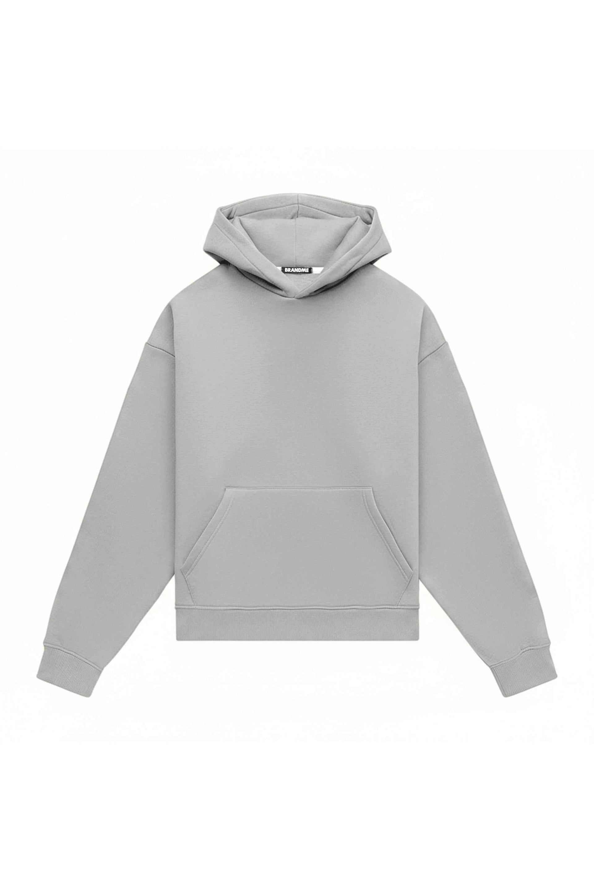 Oversize hoodie in light brushed cement color made in Poland with quality certified fabric ideal for printing