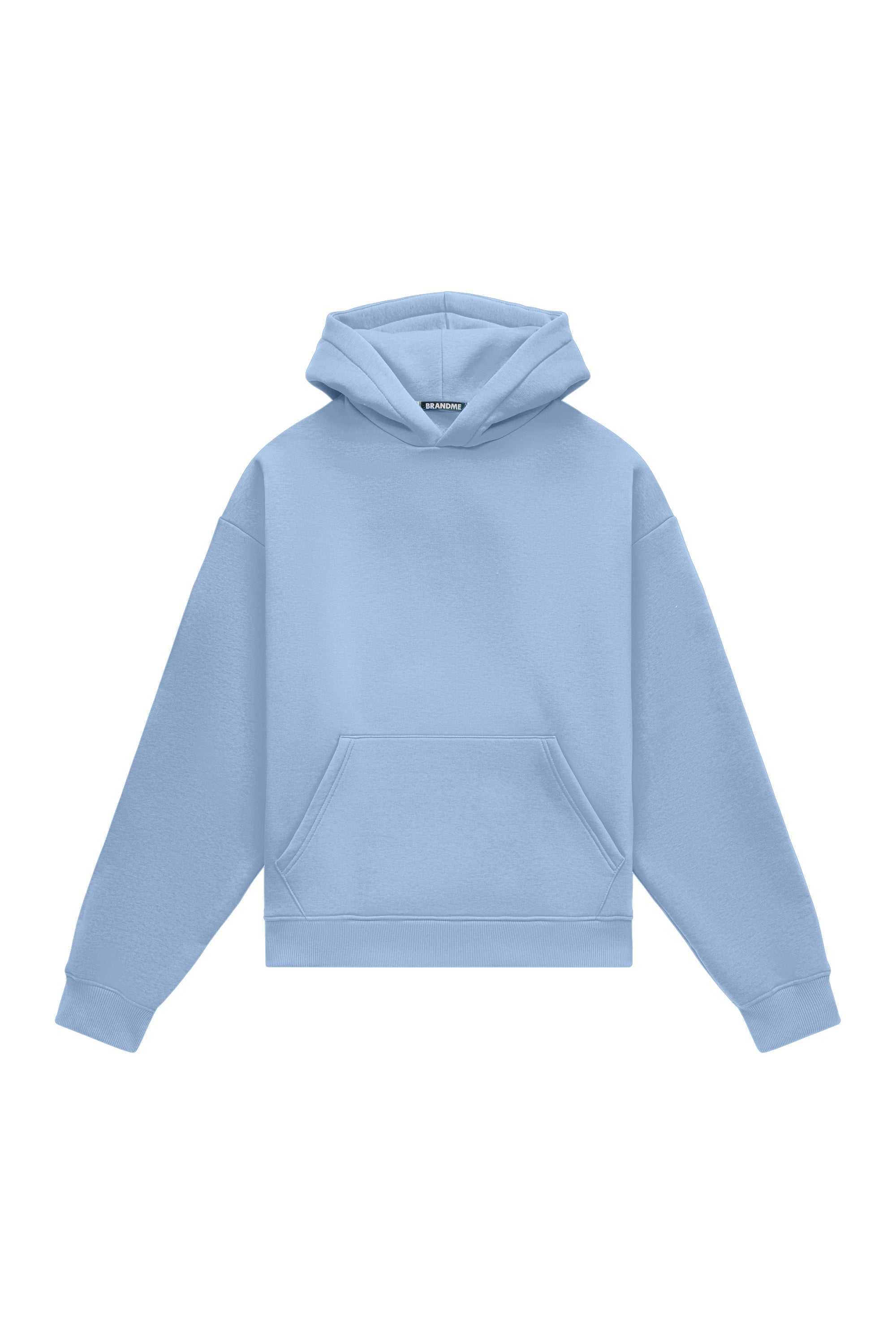 Oversize hoodie LIGHT BRUSHED AIRY BLUE made in Poland with certified fabric, ideal for printing and embroidery