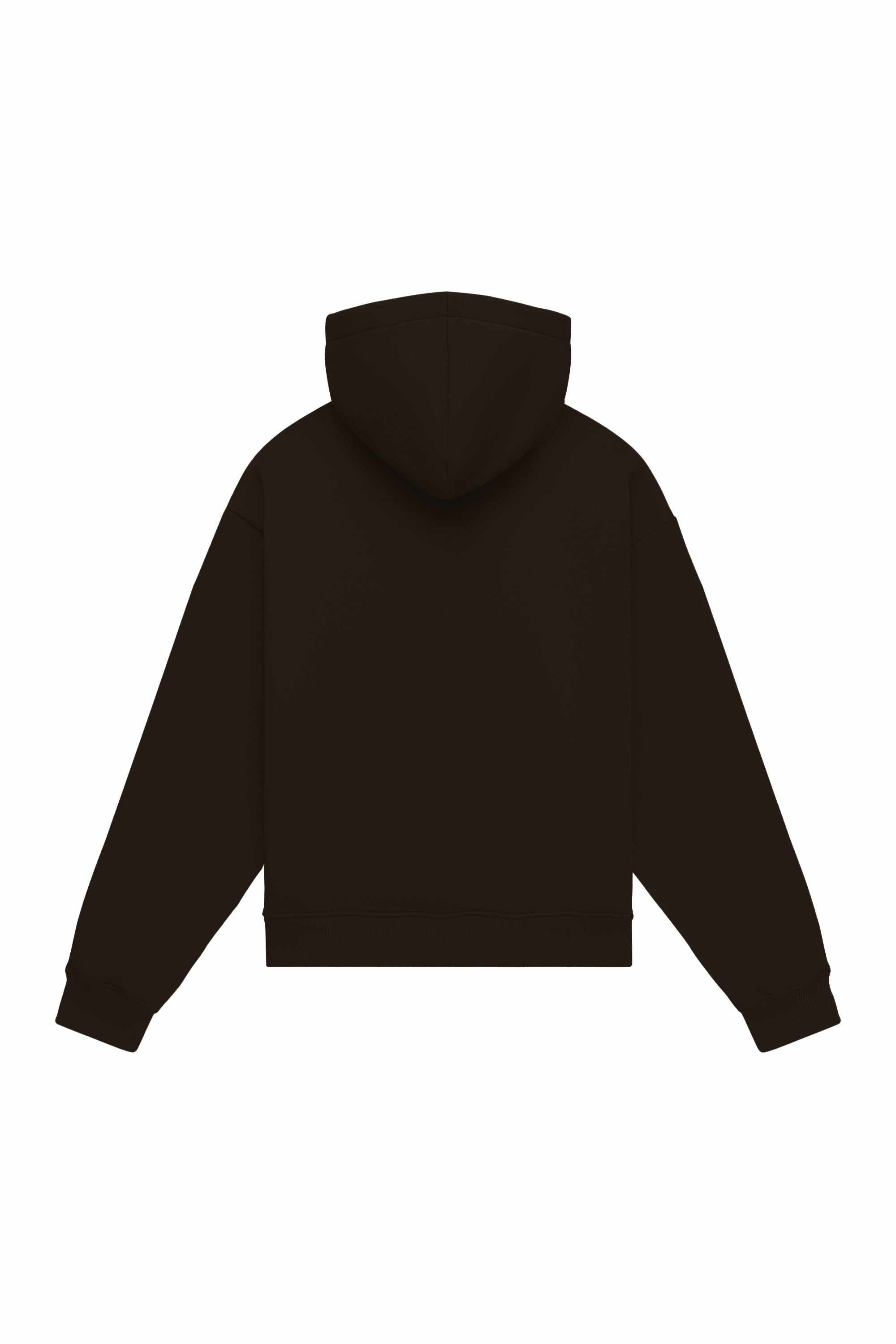 Oversize hoodie in light brushed chocolate color made in Poland, ideal for printing methods like screen printing and embroidery
