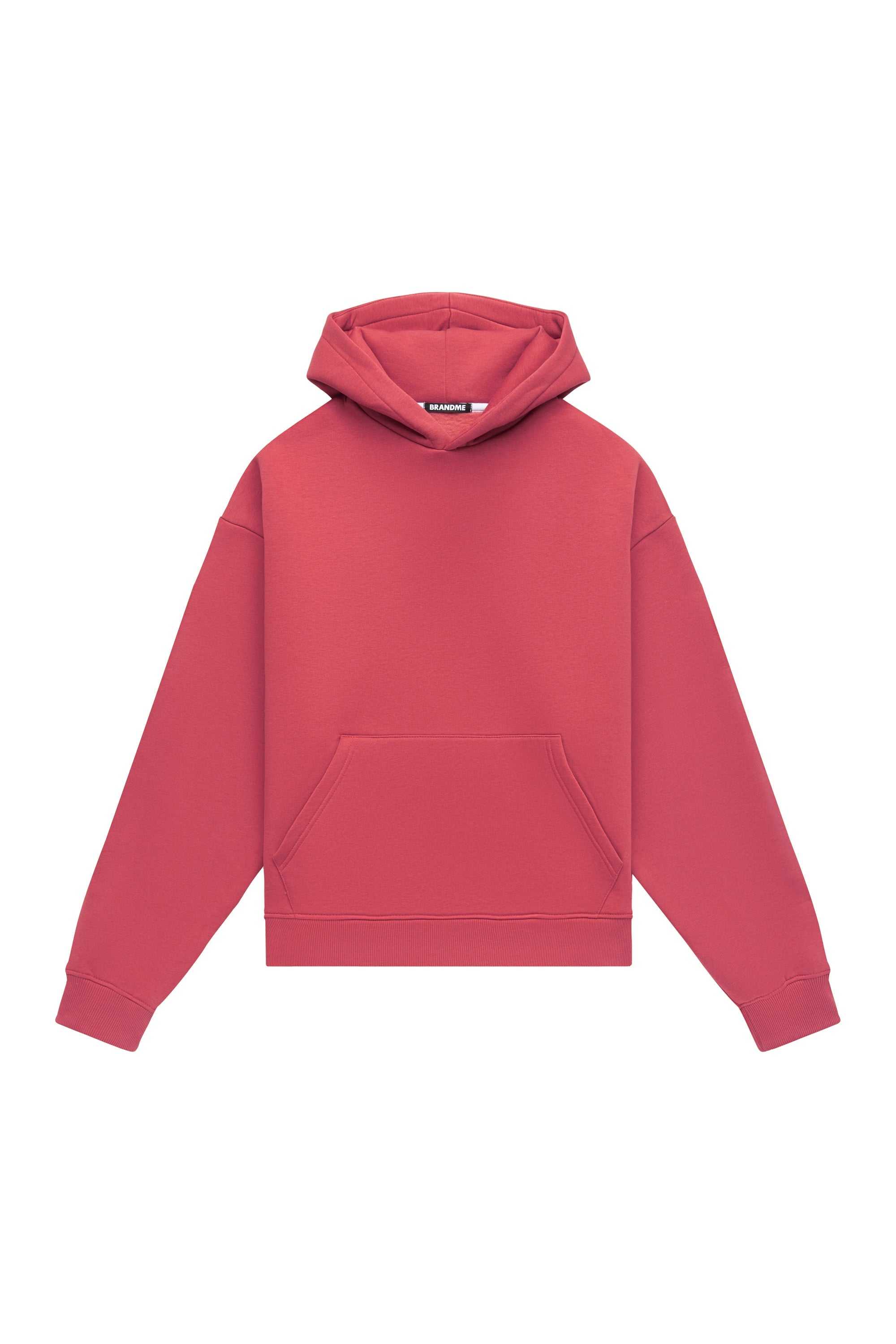 Oversize hoodie in light brushed coral with high-quality certified fabric, perfect for printing, made in Poland