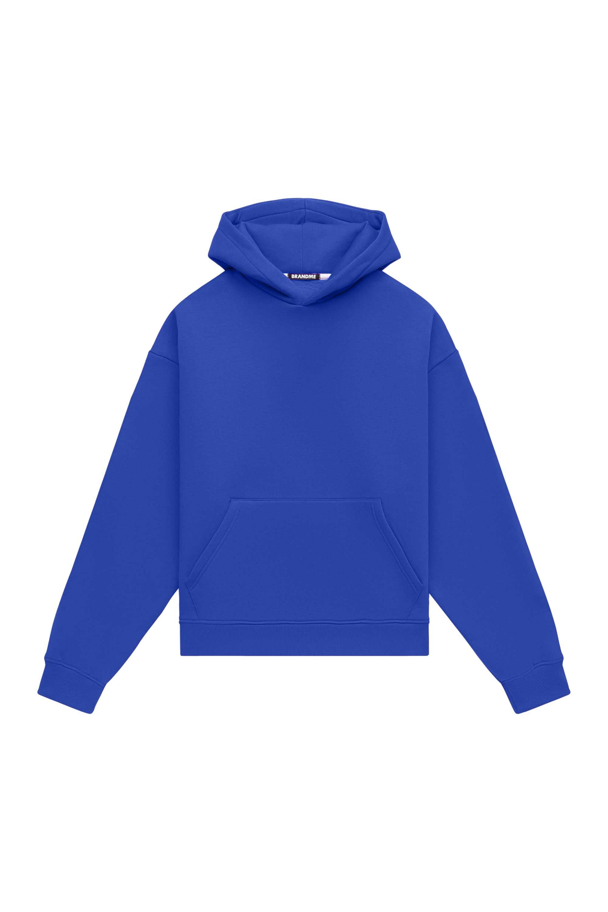 Oversize hoodie LIGHT BRUSHED CORNFLOWER in blue with hood, made in Poland, quality certified fabric ideal for printing