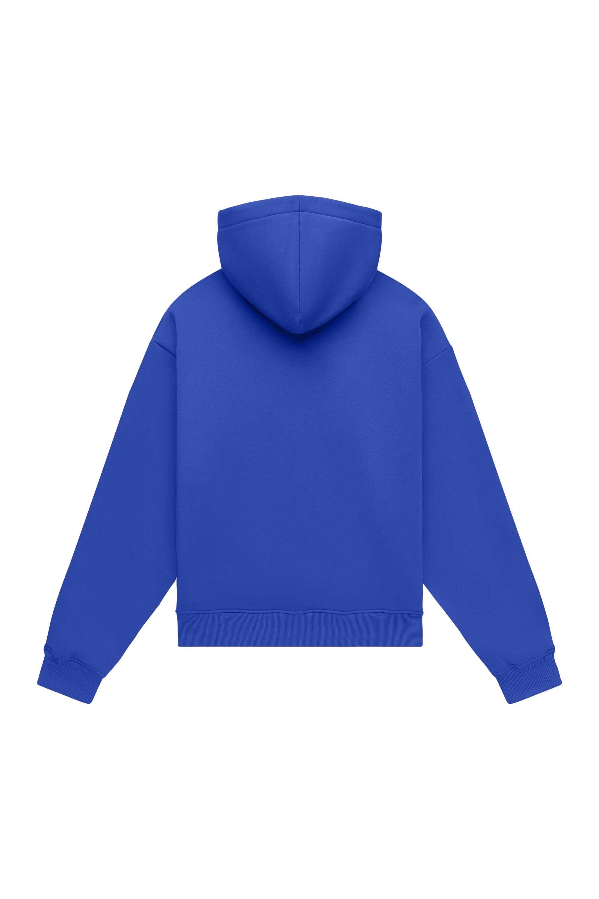 Oversize hoodie in light brushed cornflower blue made in Poland with quality certified fabric ideal for printing