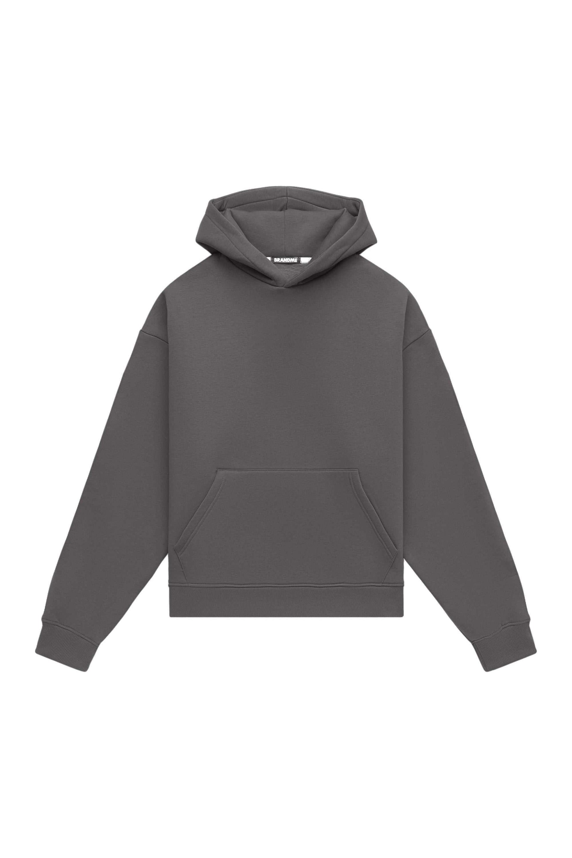 Oversize hoodie in light brushed dark gray, made in Poland with certified fabric, suitable for printing and embroidery