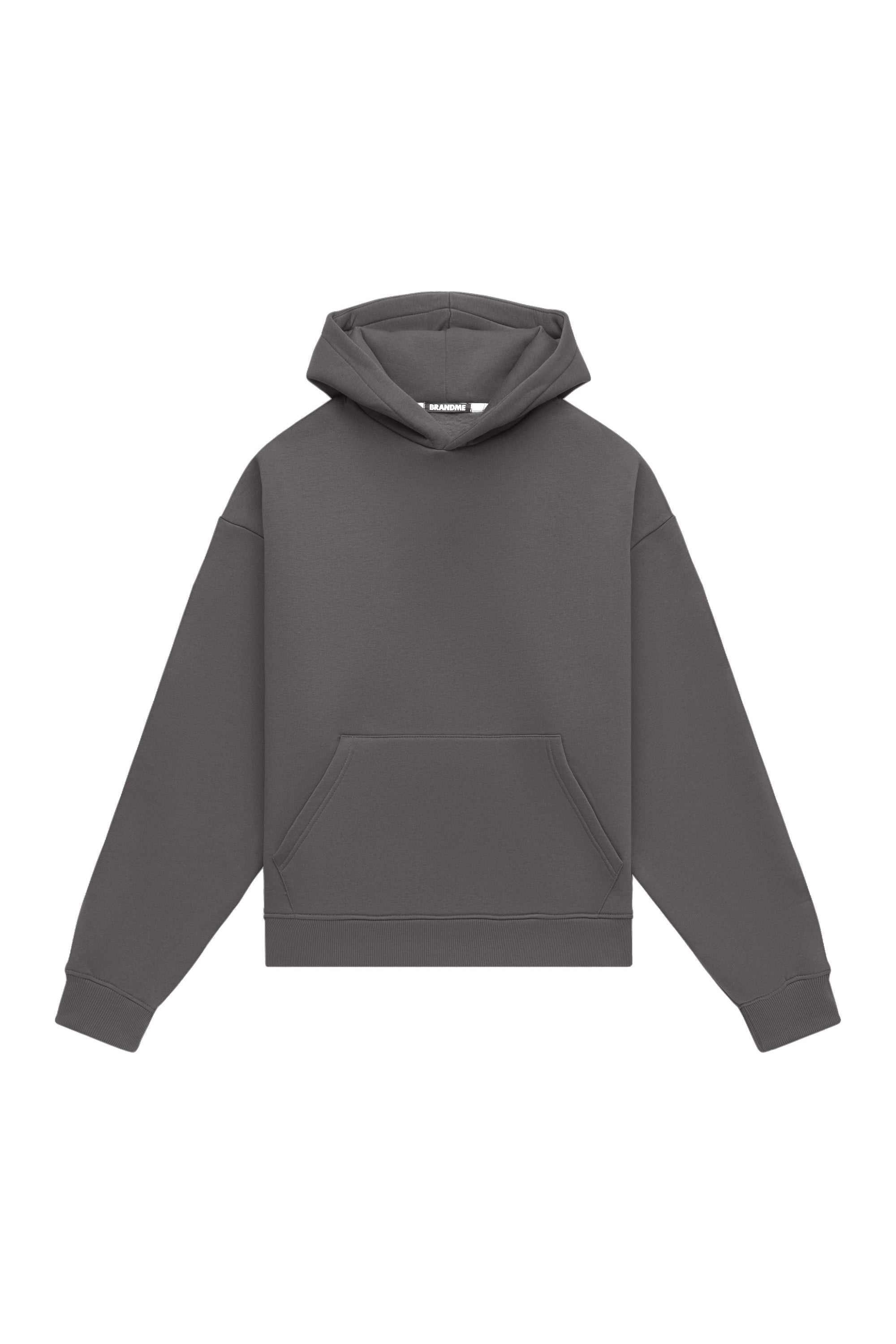 Oversize hoodie in light brushed dark gray, made in Poland with certified fabric, suitable for printing and embroidery