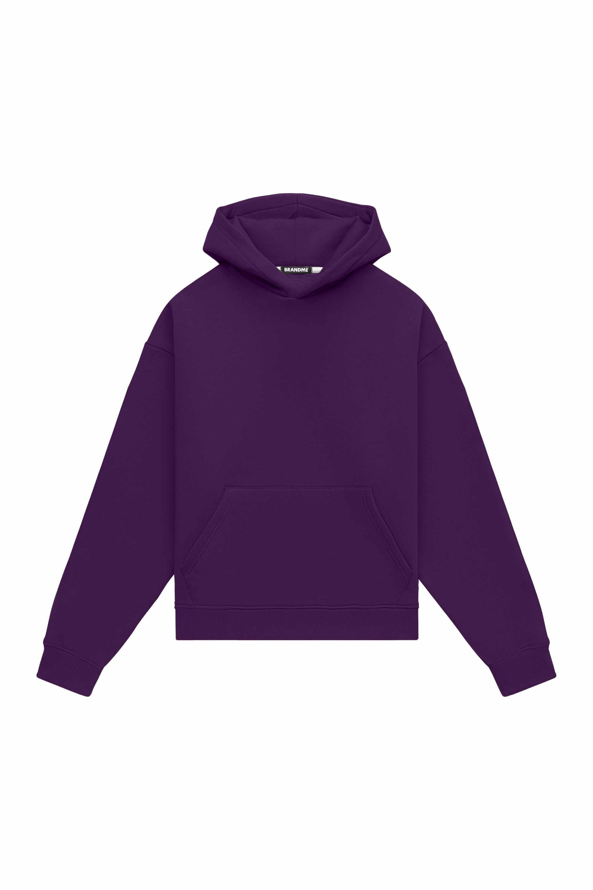 Oversize hoodie in light brushed dark purple, made in Poland, quality certified fabric ideal for printing.