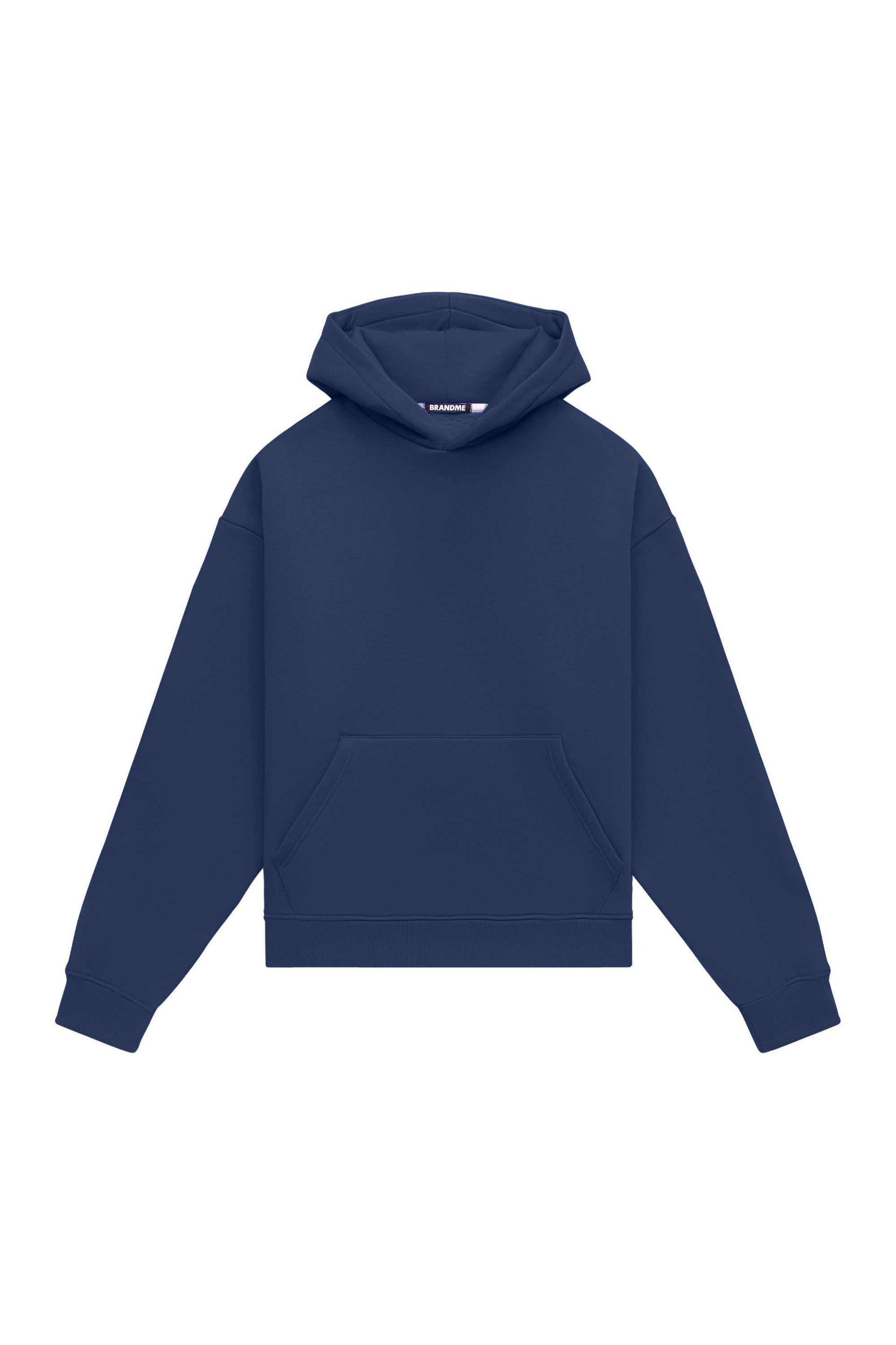 Oversize hoodie in light brushed denim with quality-certified fabric, ideal for printing, made in Poland