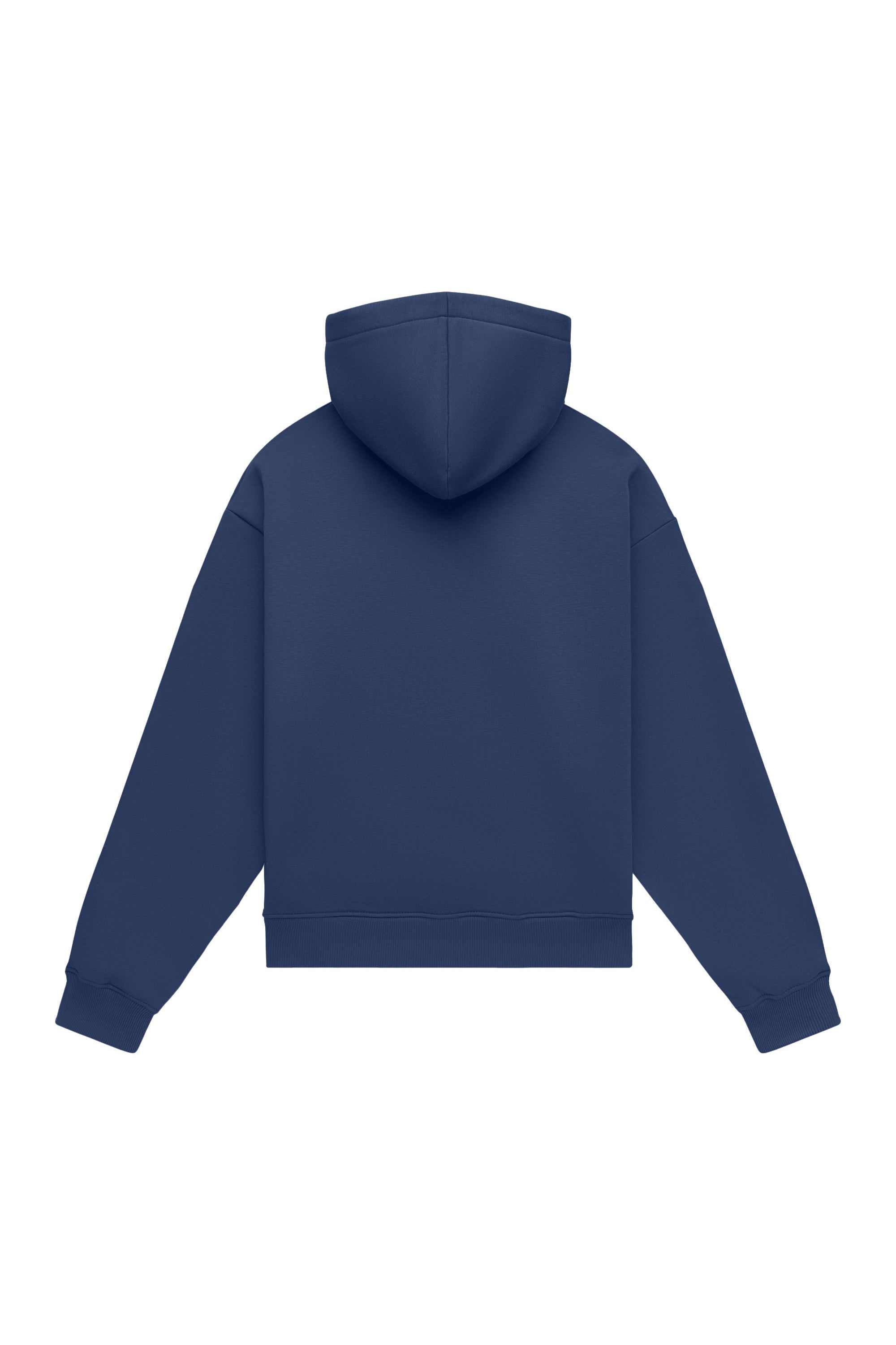 Oversize light brushed denim hoodie ideal for printing and embroidery, made in Poland