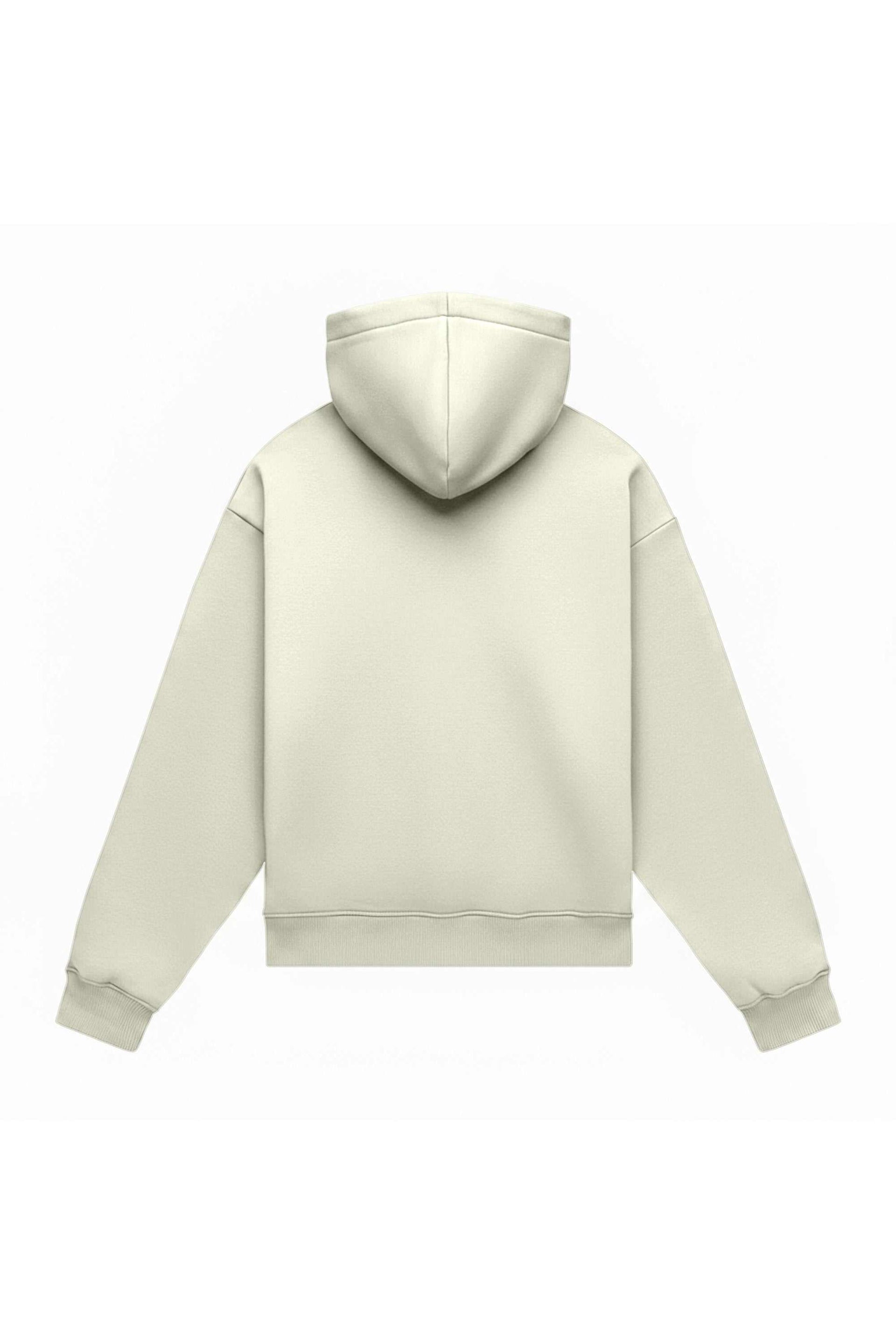 Oversize hoodie light brushed ecru with quality certified fabric, ideal for printing, made in Poland