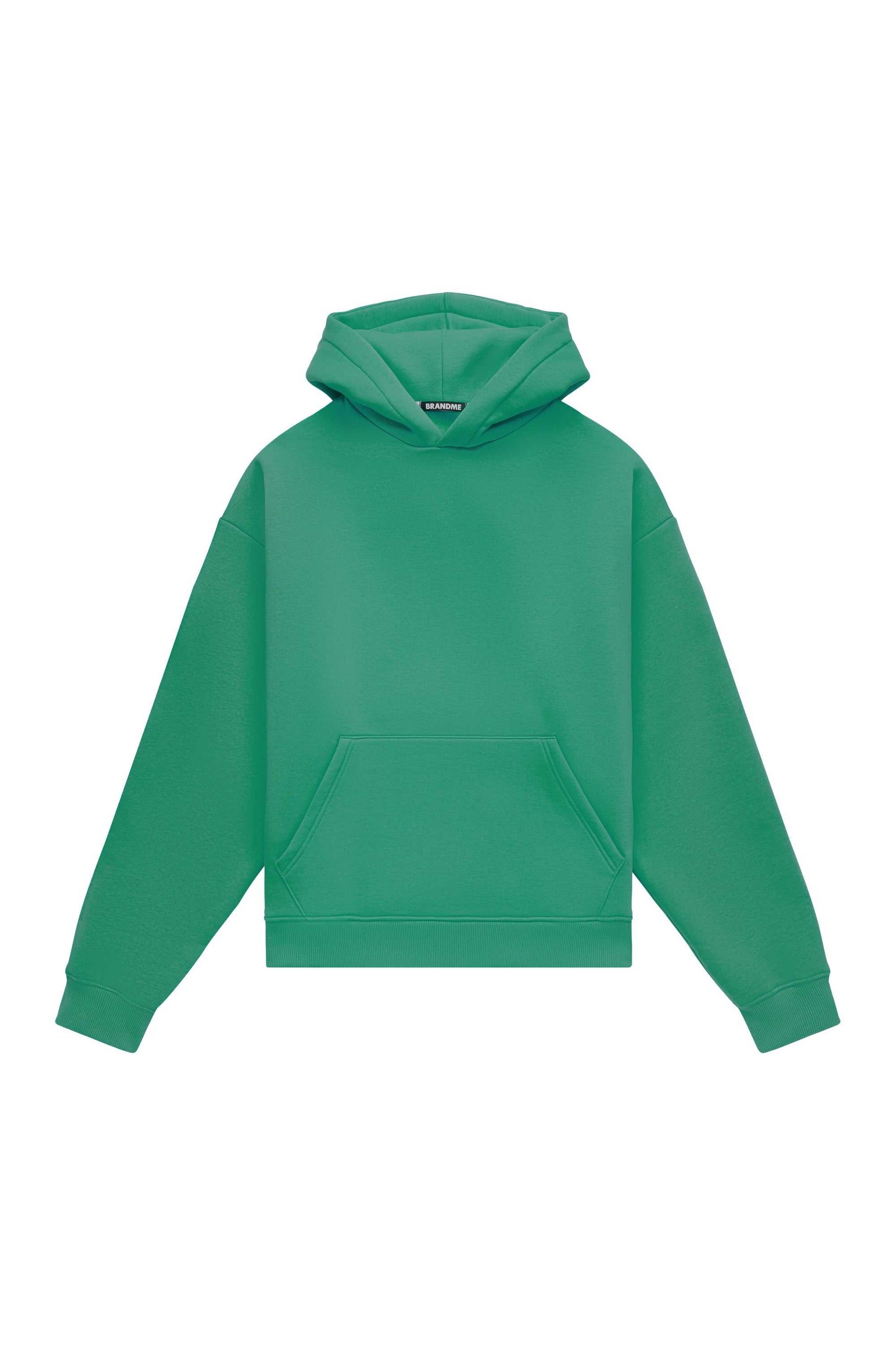 Oversize hoodie in light brushed Irish green made in Poland with certified fabric ideal for printing