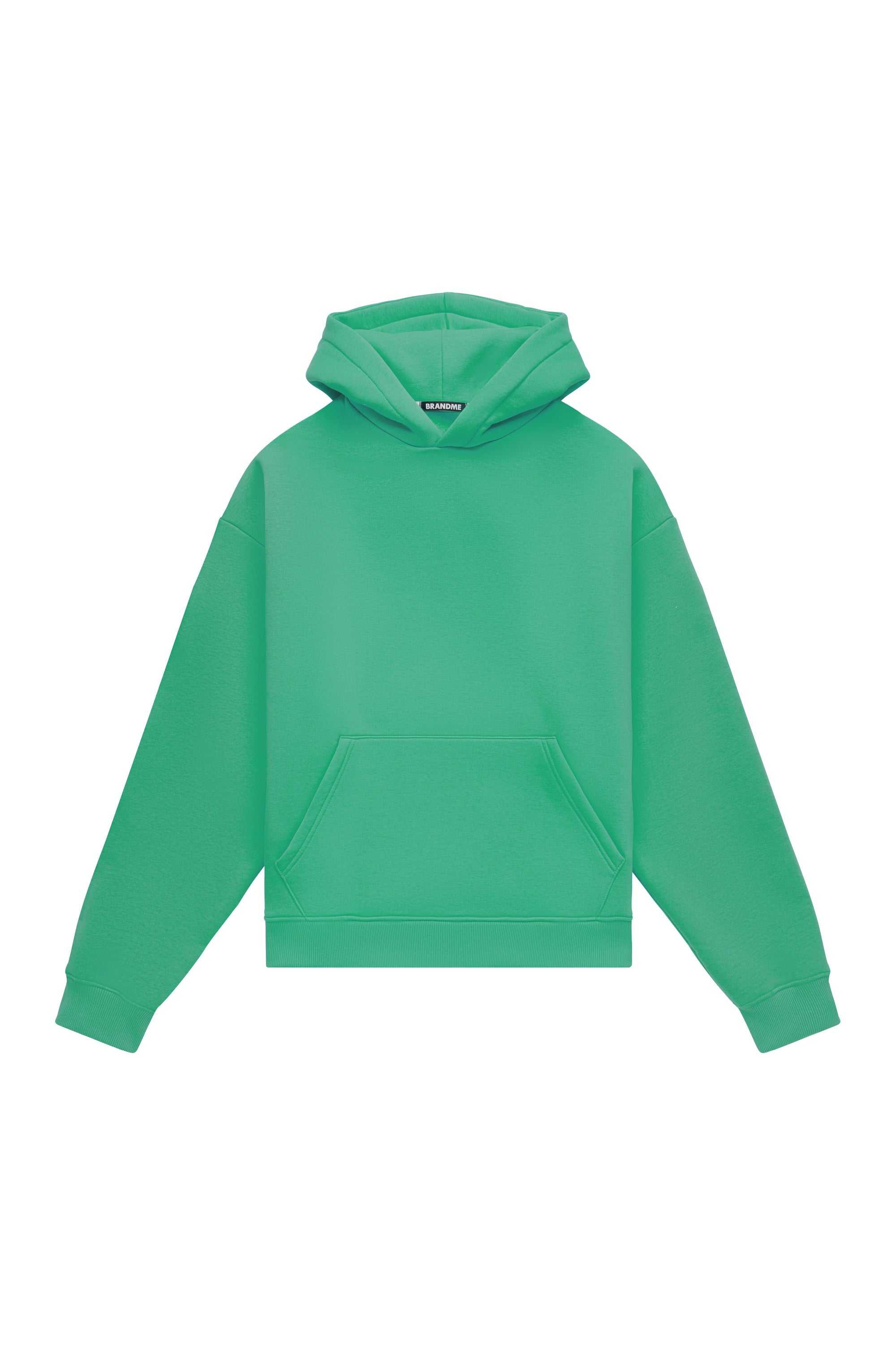 Hoodie oversize LIGHT BRUSHED KELLY GREEN with hood and quality certified fabric ideal for printing