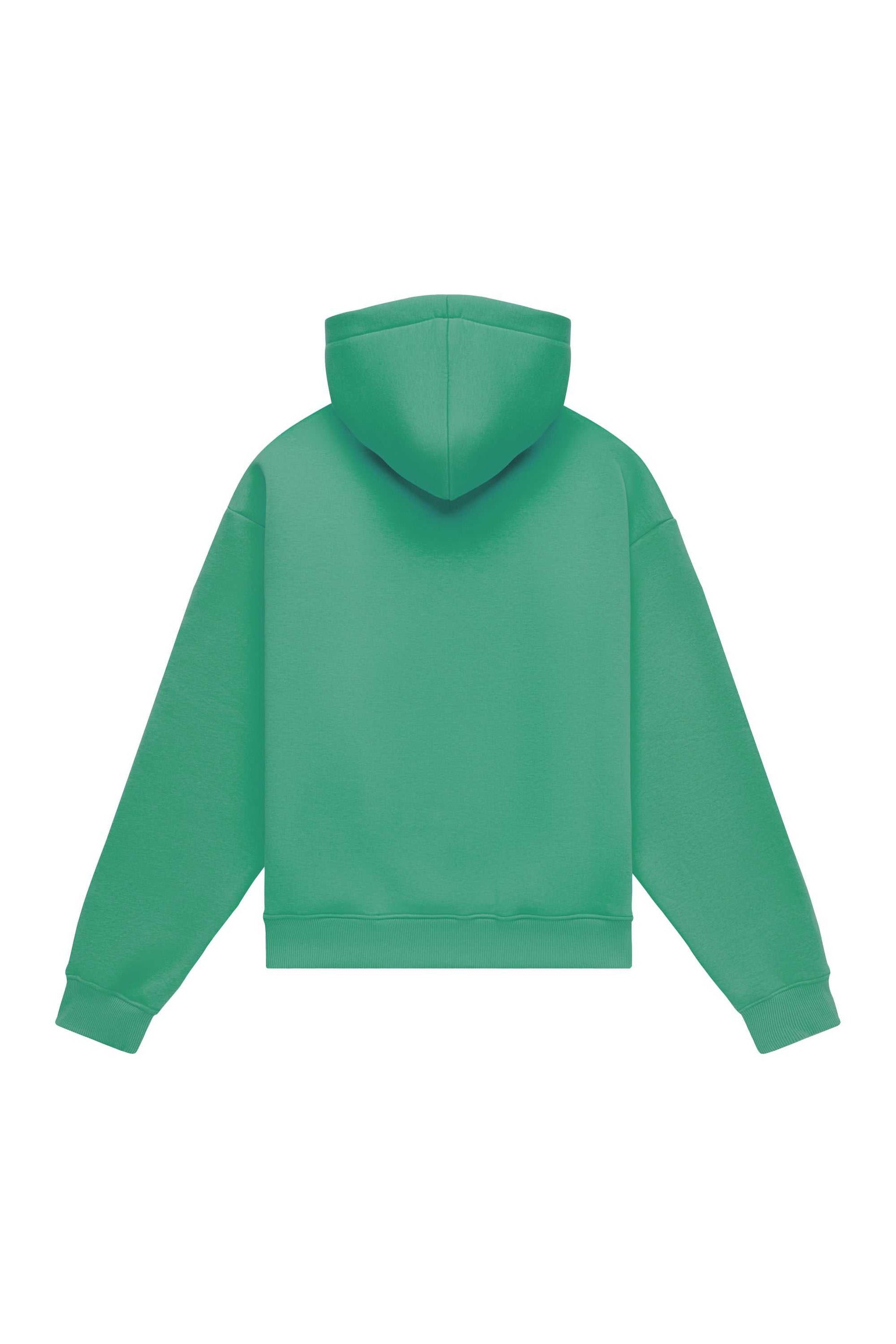 Oversize hoodie in light brushed Kelly green with quality-certified fabric, ideal for printing and embroidery