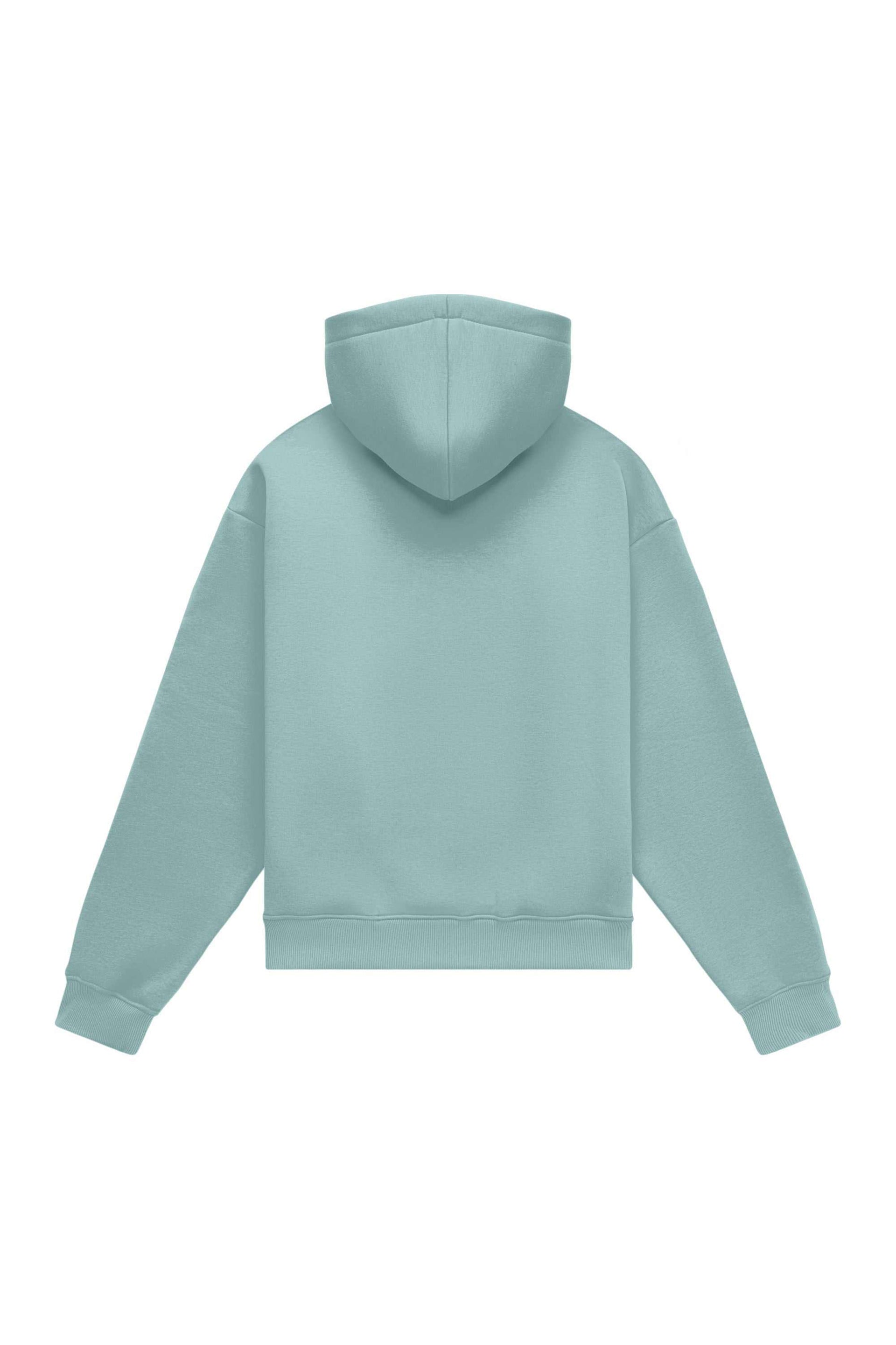 Oversize hoodie light brushed Laguna in blue, made in Poland, quality certified fabric ideal for printing and embroidery