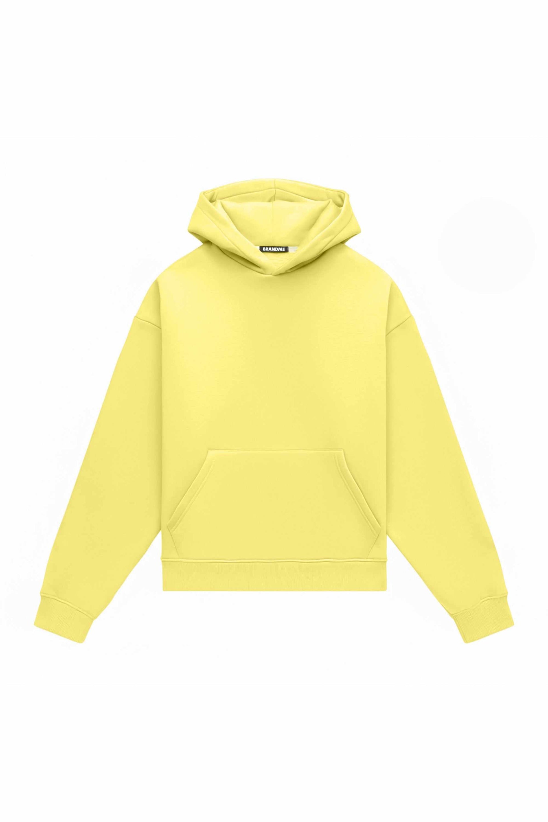 Oversize hoodie LIGHT BRUSHED LEMON made in Poland with certified fabric, ideal for screen printing and embroidery