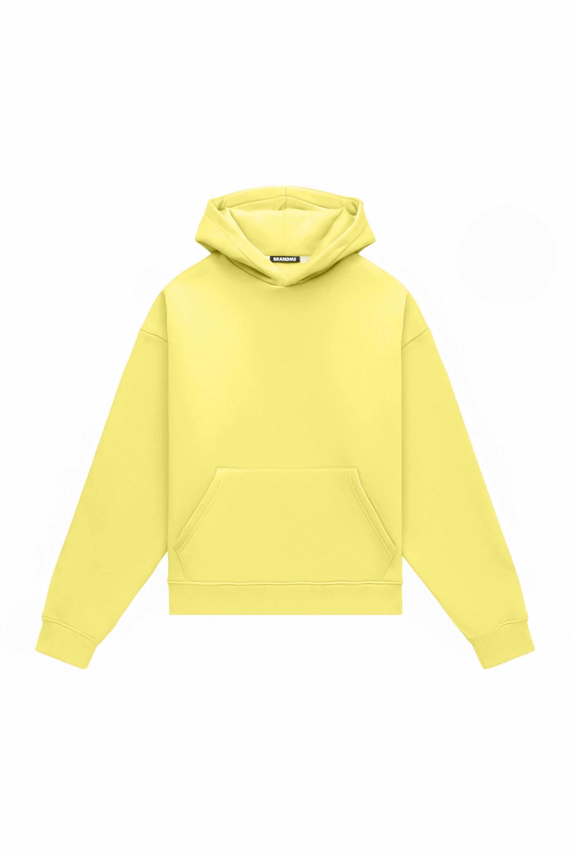 Oversize hoodie Light Brushed Lemon made in Poland with certified fabric, suitable for printing and embroidery