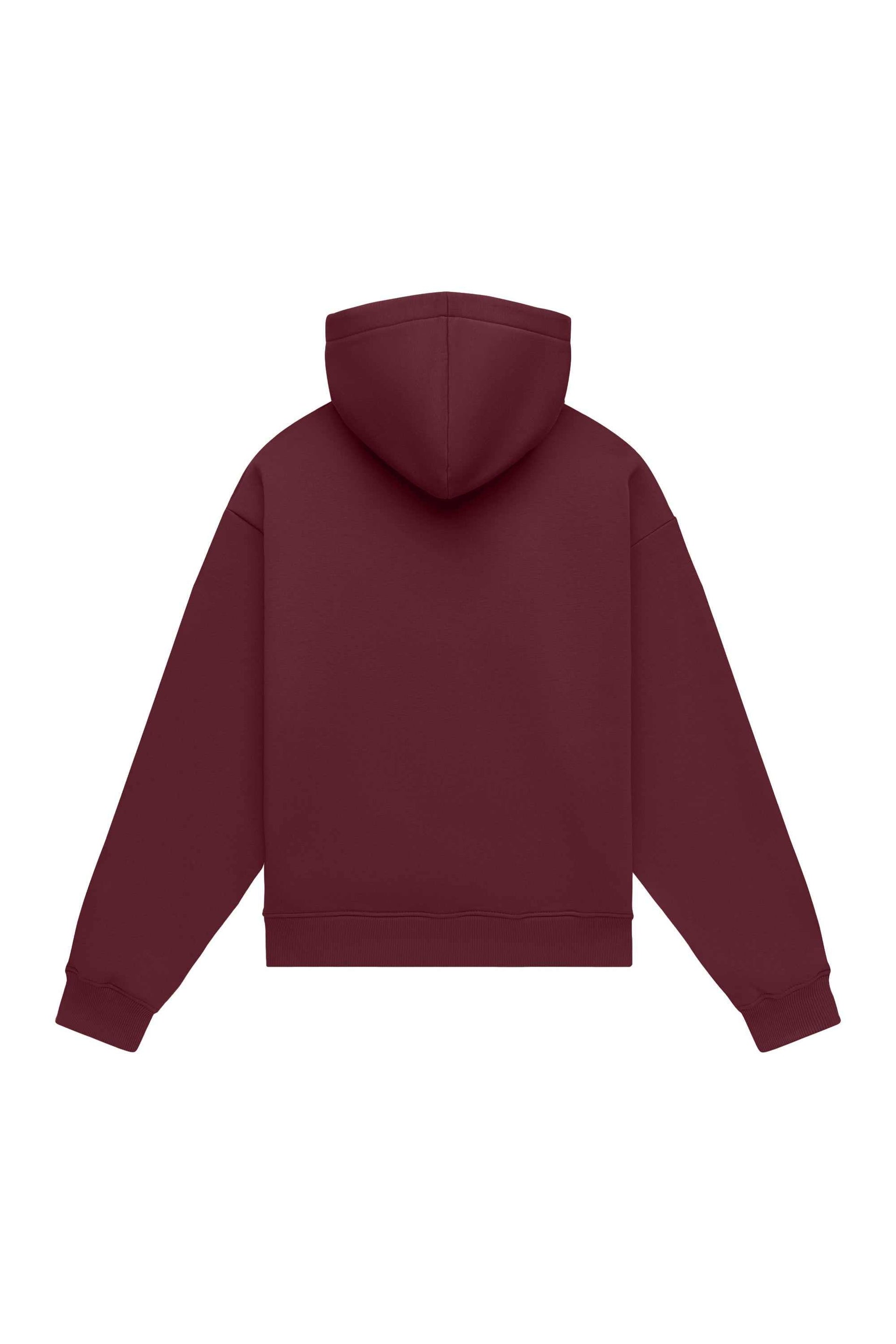 Oversize hoodie in light brushed merlot made in Poland, quality certified fabric ideal for printing and embroidery