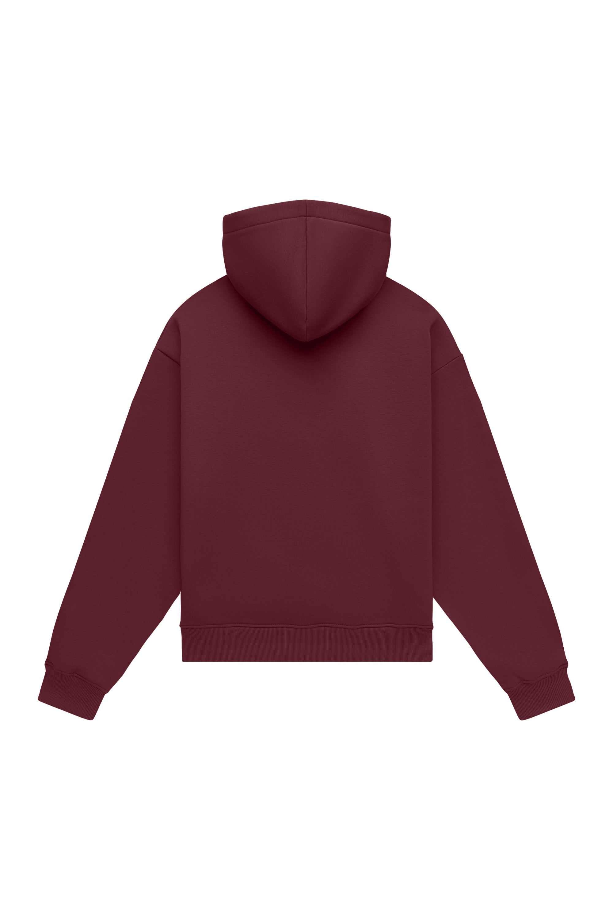 Oversize hoodie in light brushed merlot made in Poland, quality certified fabric ideal for printing and embroidery