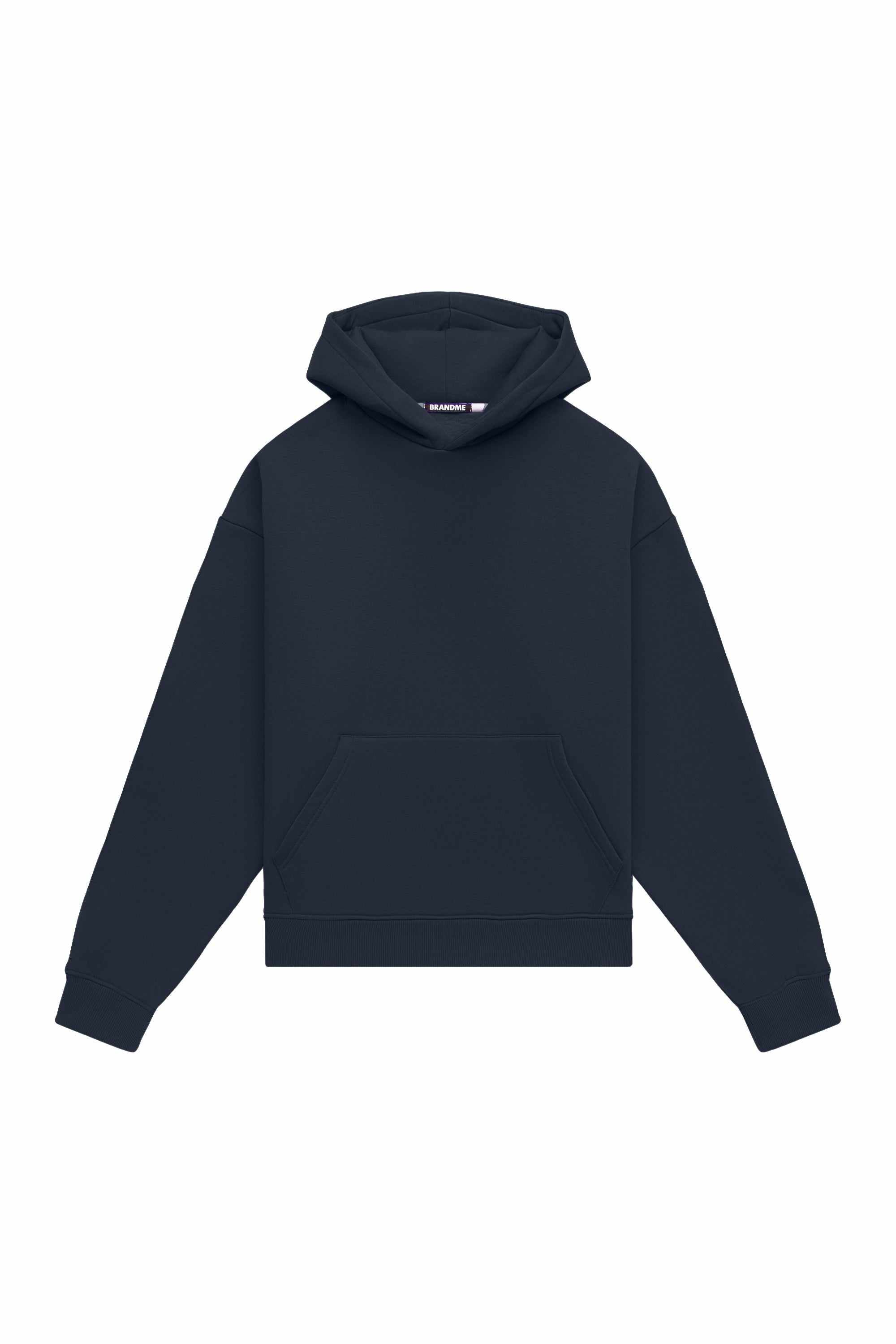 Oversized hoodie in brushed navy blue with quality certified fabric, ideal for printing designs