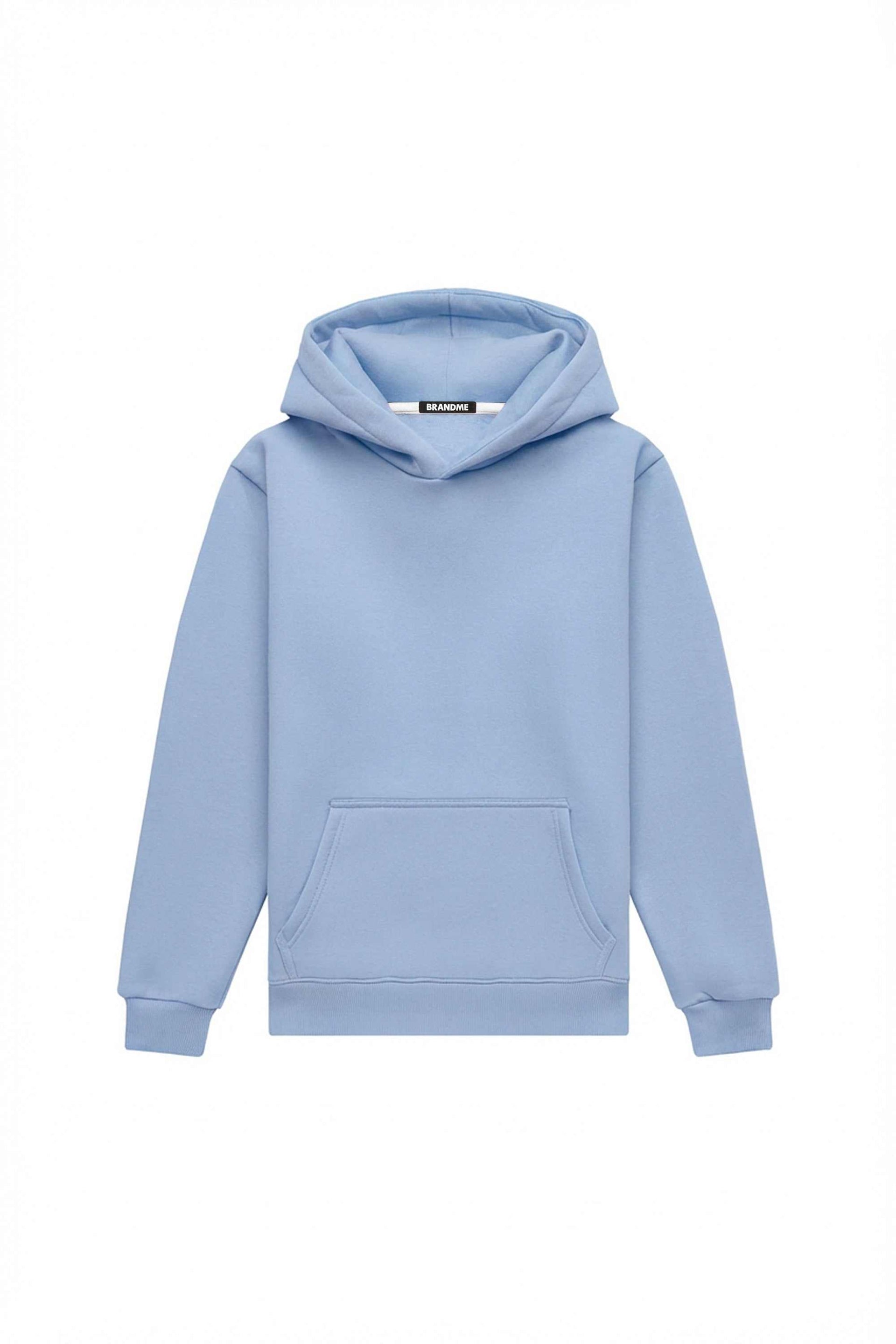 Bluza z kapturem regular LIGHT BRUSHED AIRY BLUE made in Poland with certified fabric ideal for printing