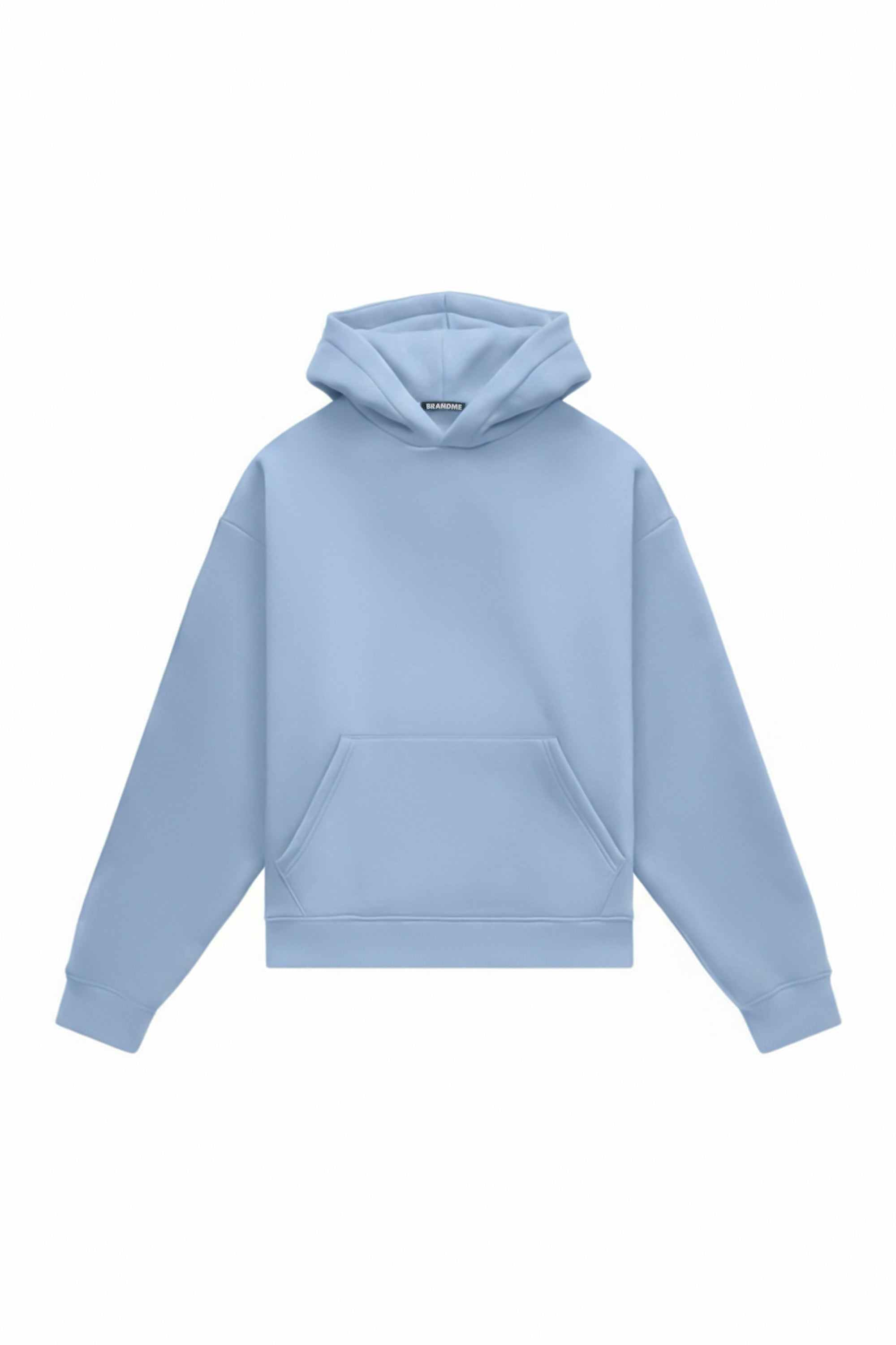Hoodie oversize heavy loop airy blue with a hood and certified quality fabric, ideal for printing