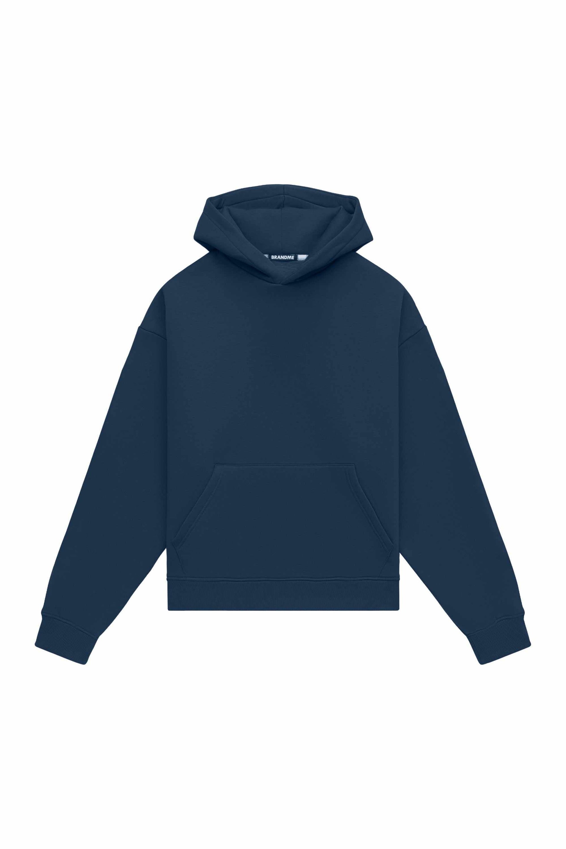 Hoodie oversize medium brushed B-068 blue with hood, certified quality fabric, ideal for printing and embroidery, made in Poland