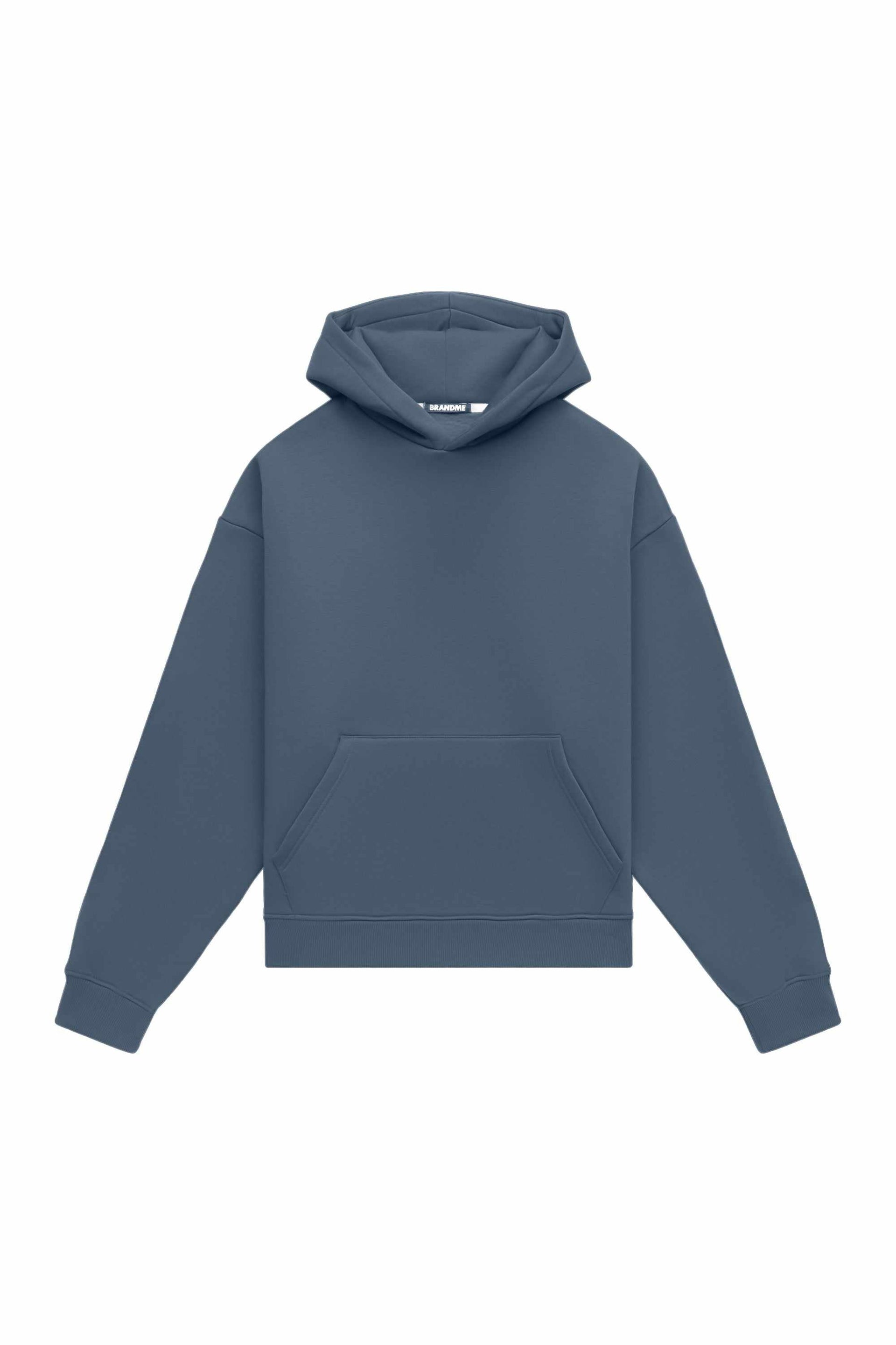 Hoodie oversize MEDIUM BRUSHED B-093 in blue with hood, made in Poland, ideal for printing and embroidery