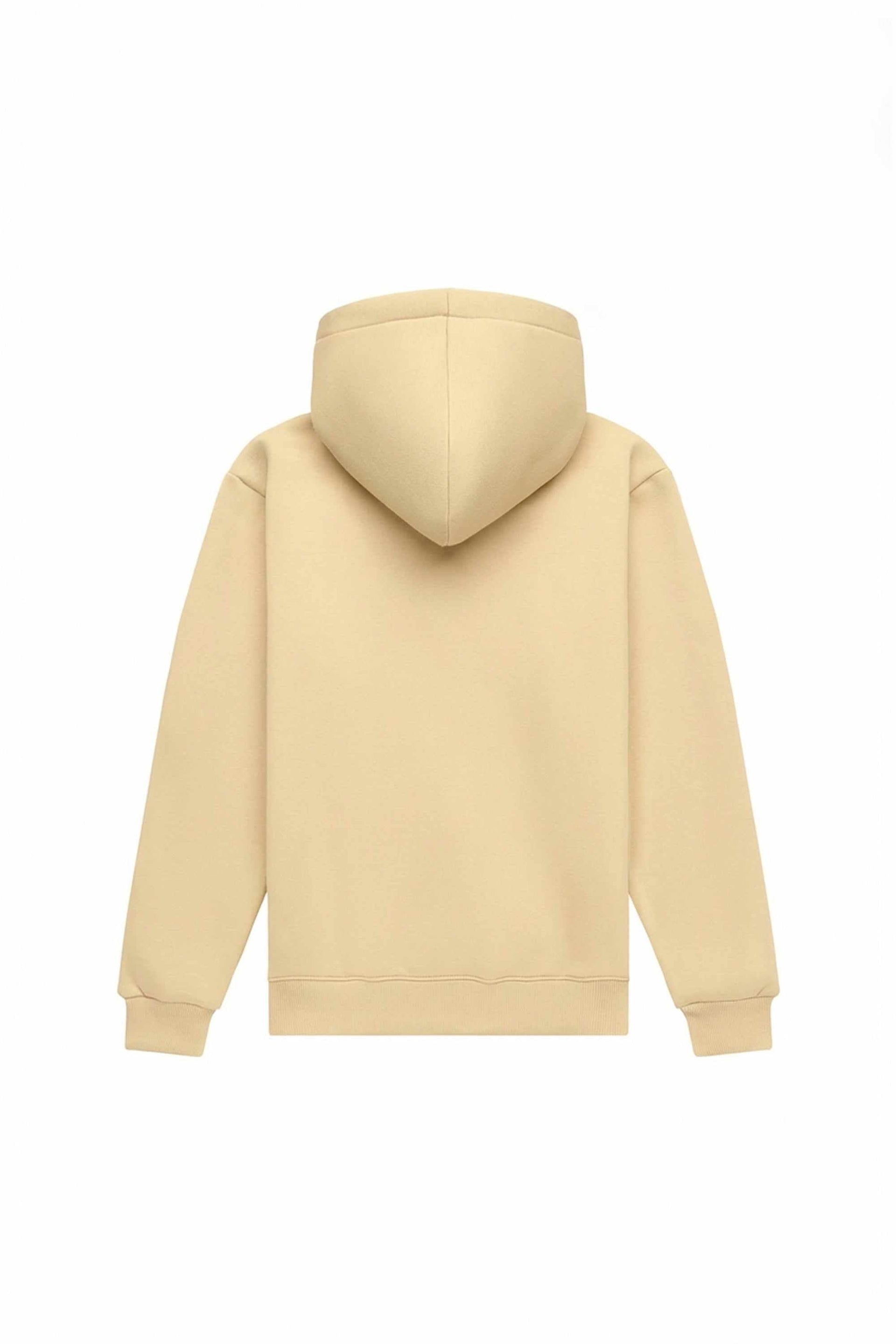 Regular fit light brushed beige hoodie made in Poland with certified fabric ideal for printing and embroidery