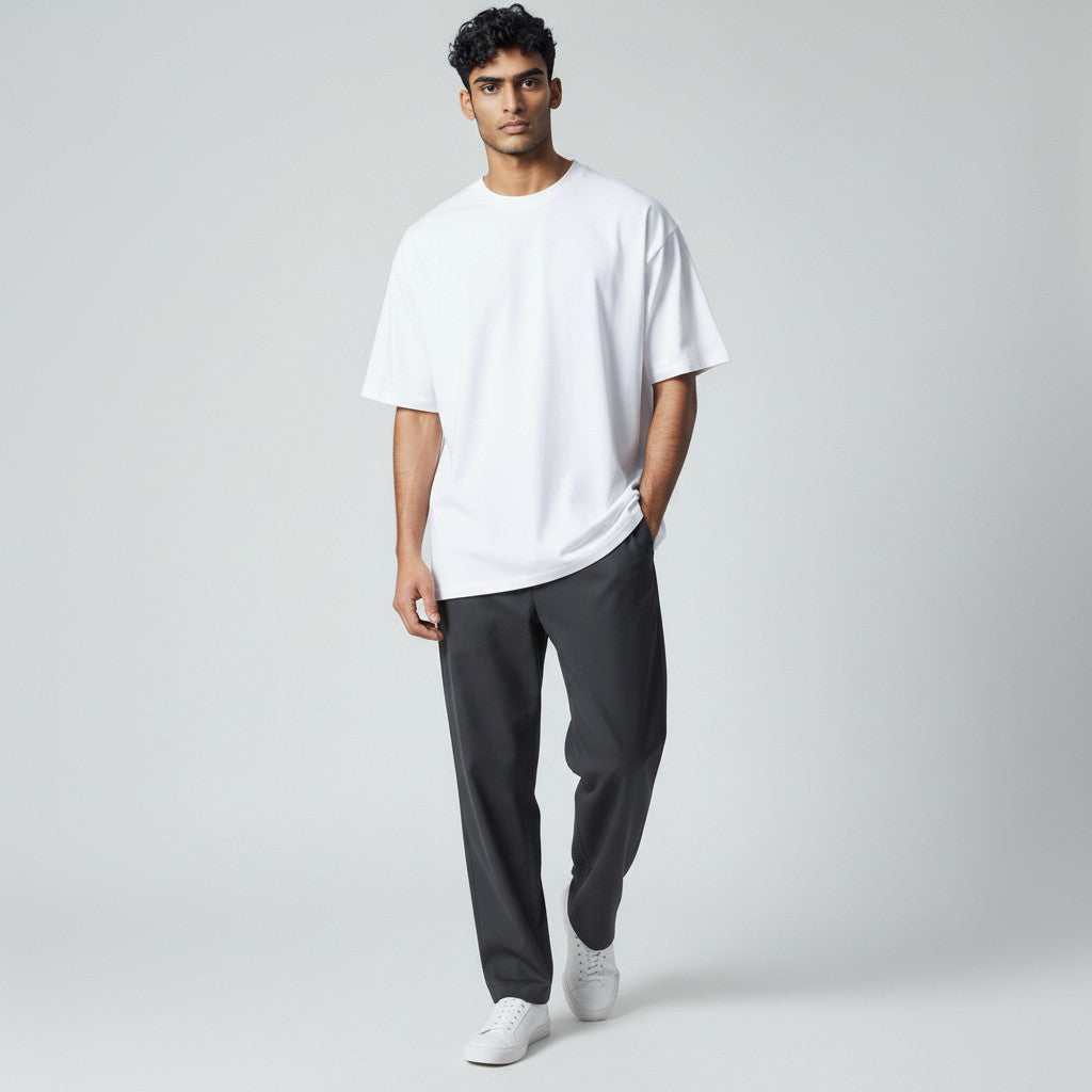 Oversize white T-shirt made in Poland with quality-certified fabric ideal for printing and embroidery