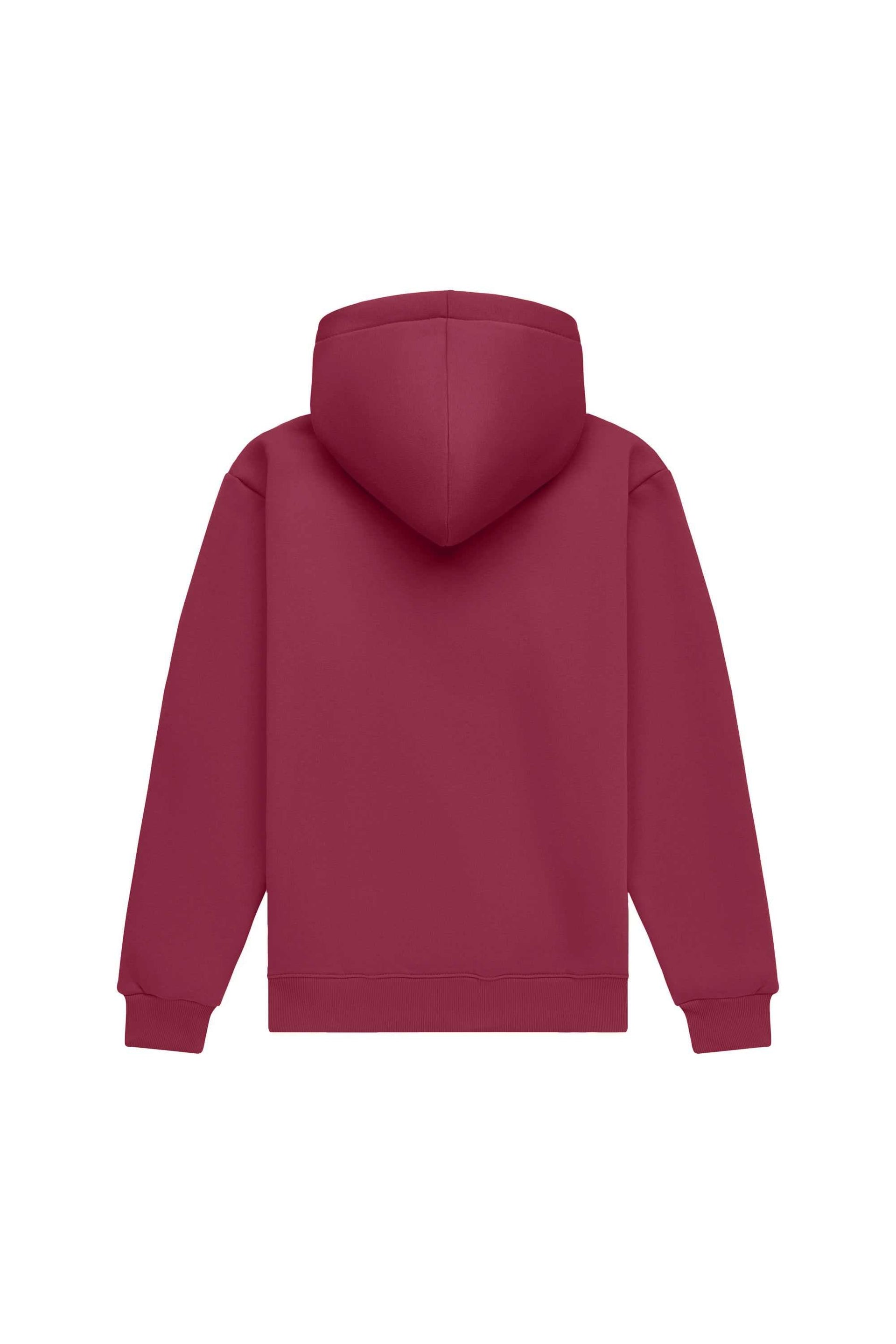Bluza z kapturem regular LIGHT BRUSHED BORDEAUX wykonana w Polsce, certyfikowana dzianina idealna do nadruków