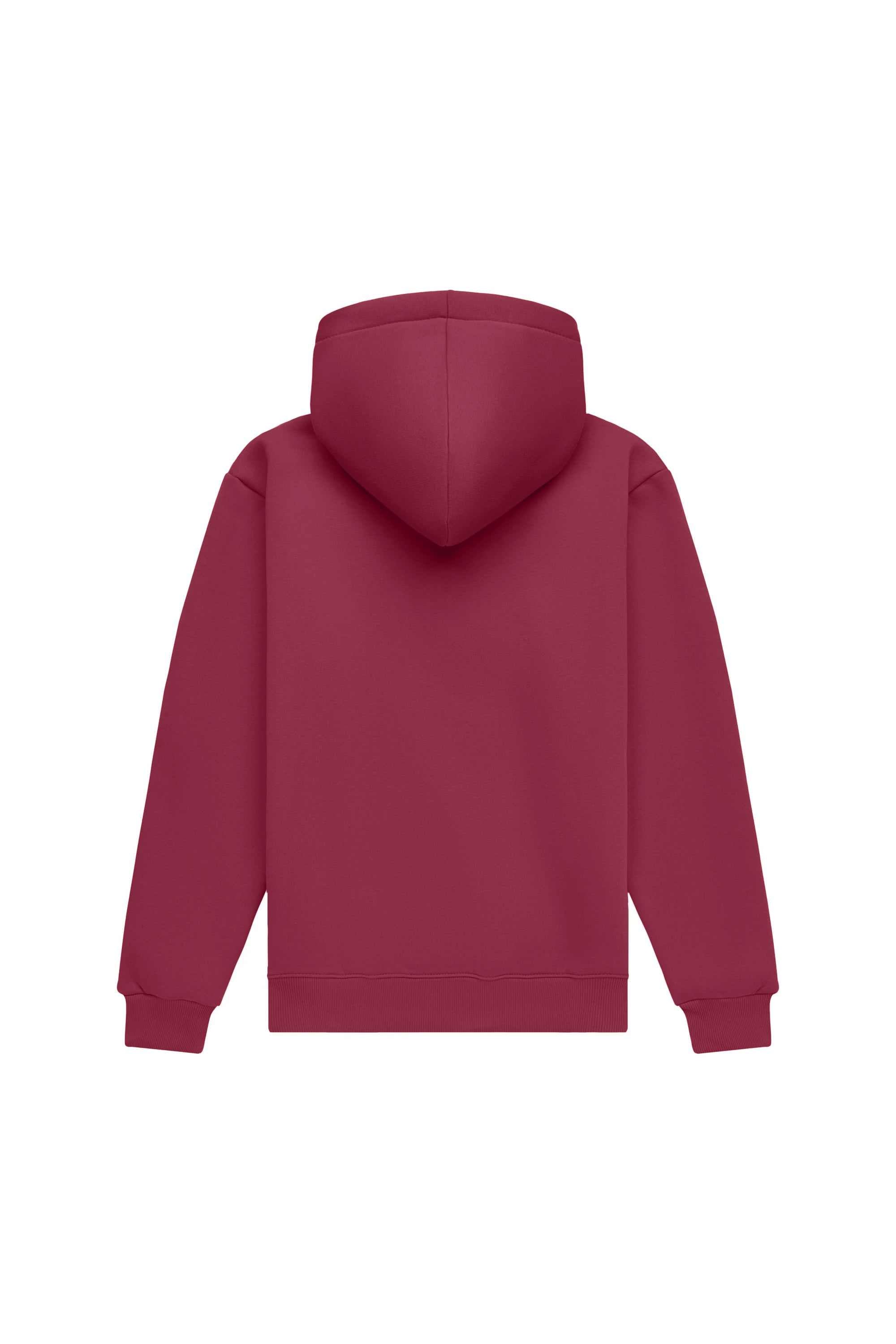 Bluza z kapturem regular LIGHT BRUSHED BORDEAUX wykonana w Polsce, certyfikowana dzianina idealna do nadruków