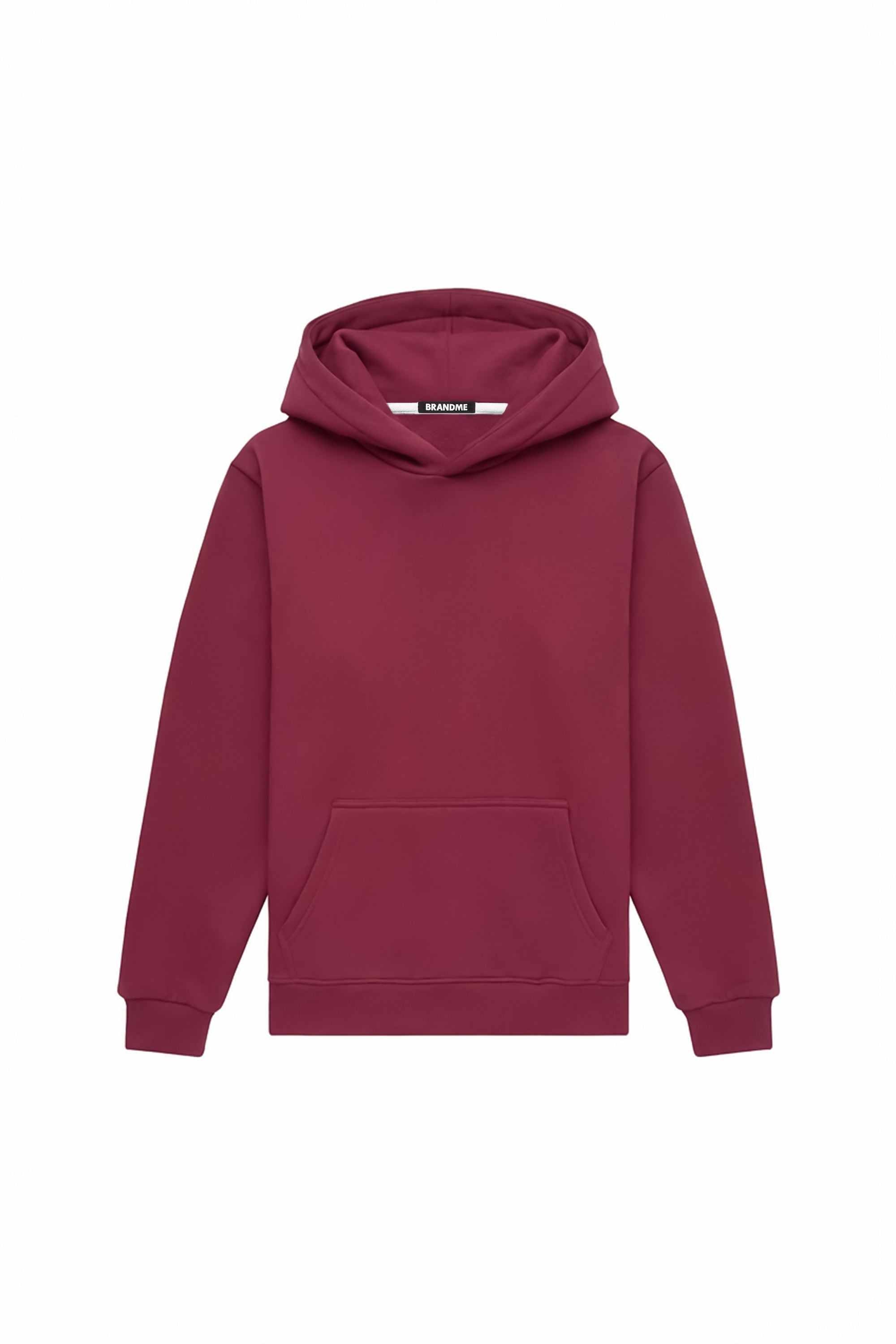 Bluza z kapturem Hoodie regular LIGHT BRUSHED BORDEAUX in dark red color ideal for printing