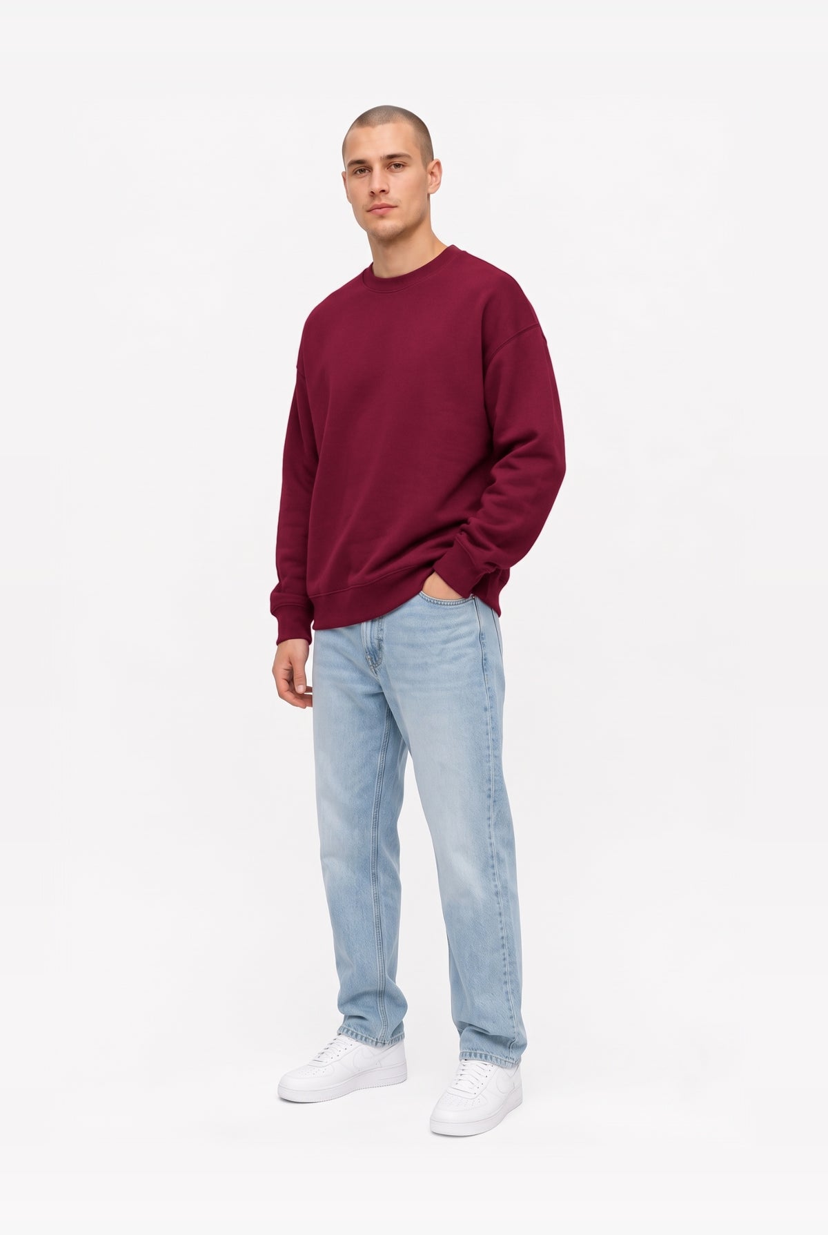 Crewneck oversize LIGHT BRUSHED BORDEAUX